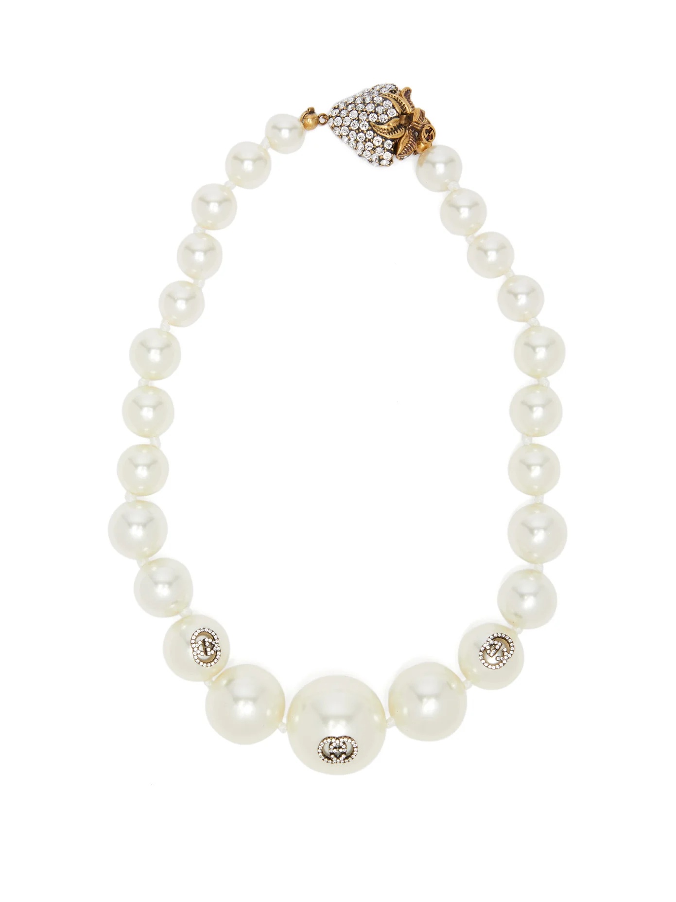 Crystal-embellished faux-pearl necklace - 1