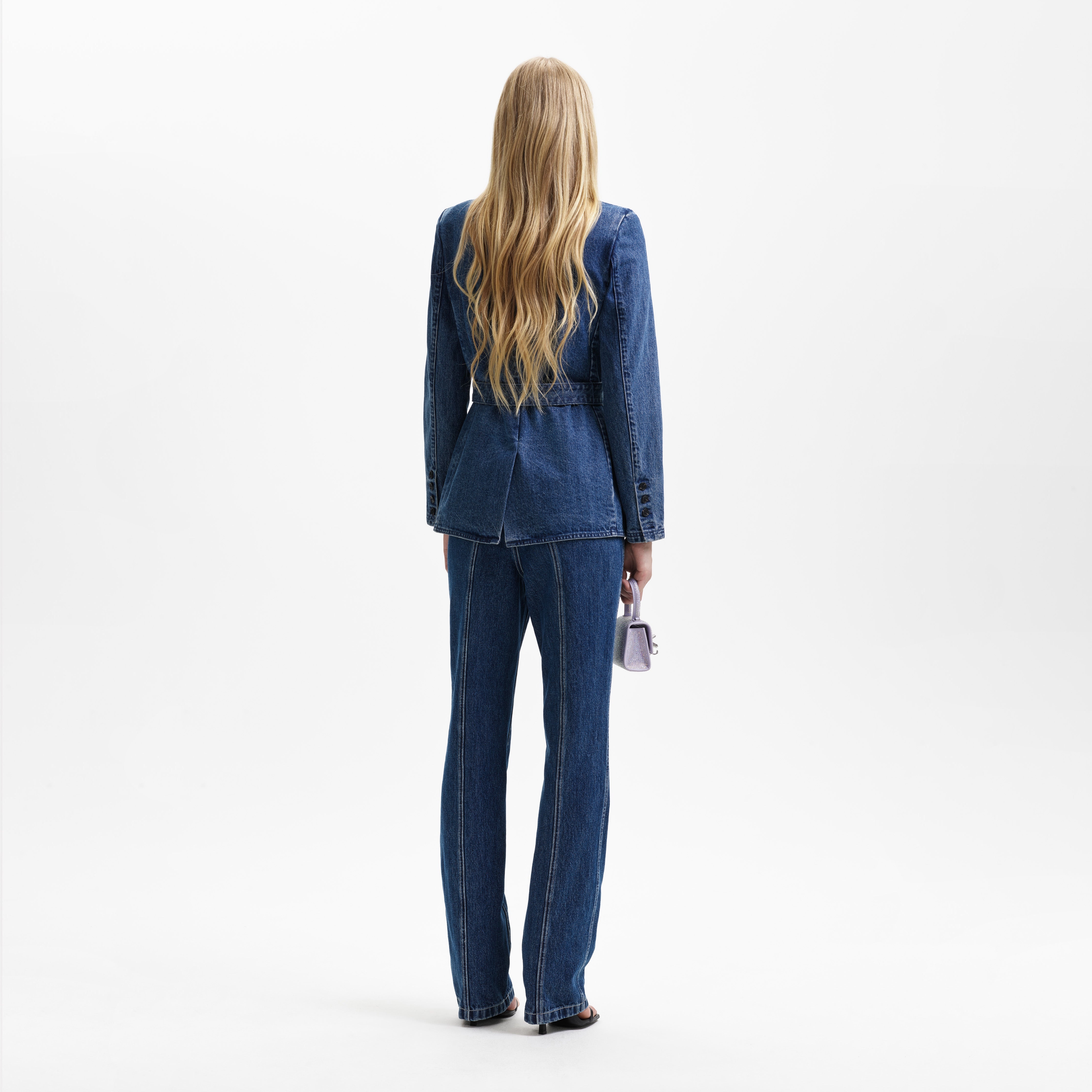 Belted Denim Blazer - 3