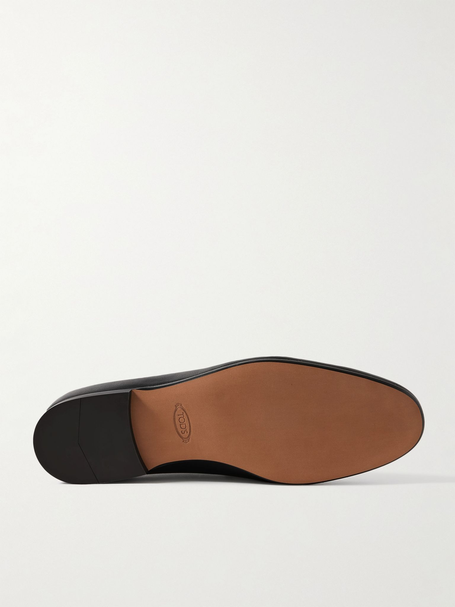 Logo-Embellished Glossed Full-Grain Leather Penny Loafers Black - 3