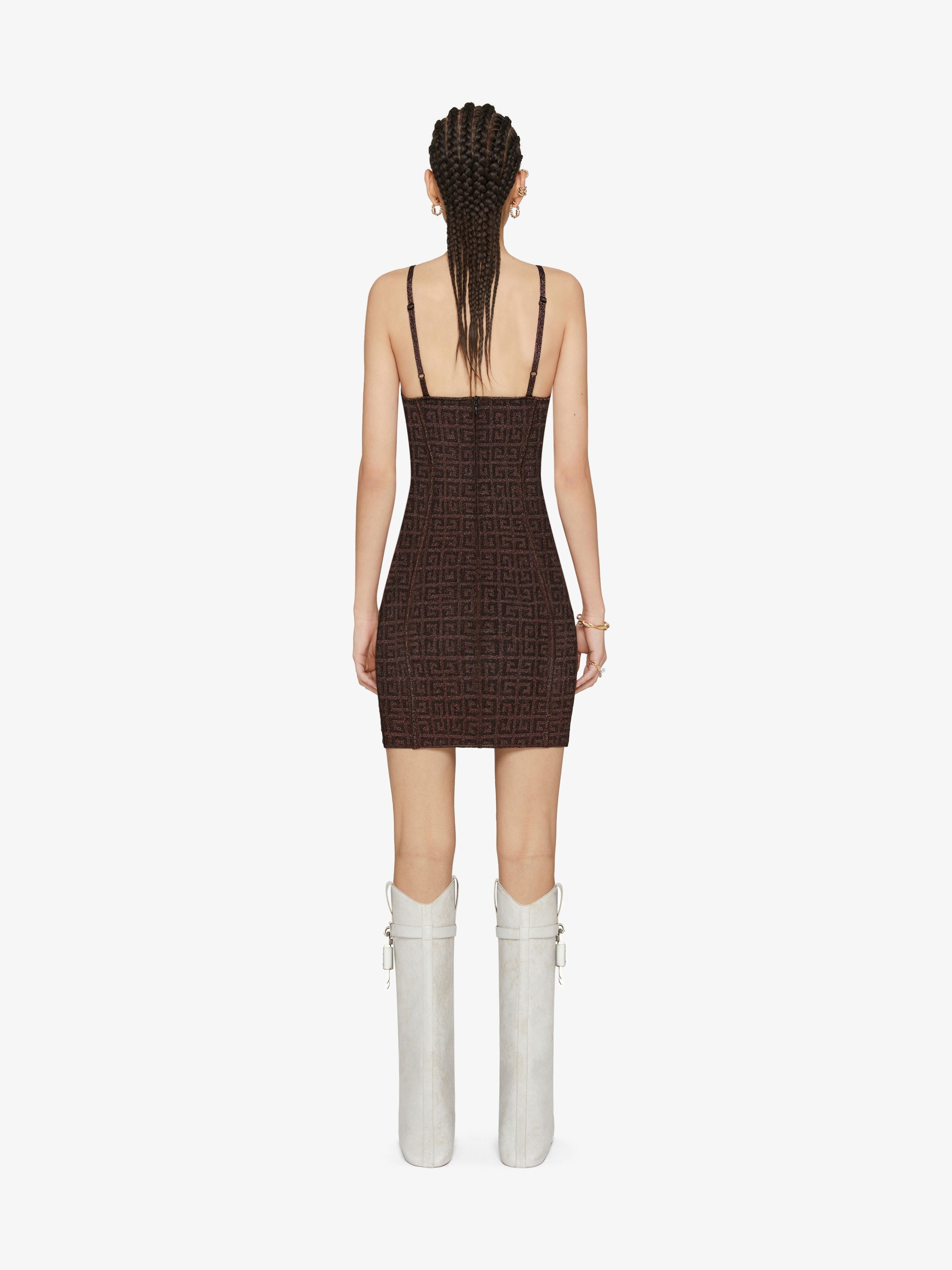 STRAPS DRESS IN 4G JACQUARD WITH CORSET DETAIL - 4