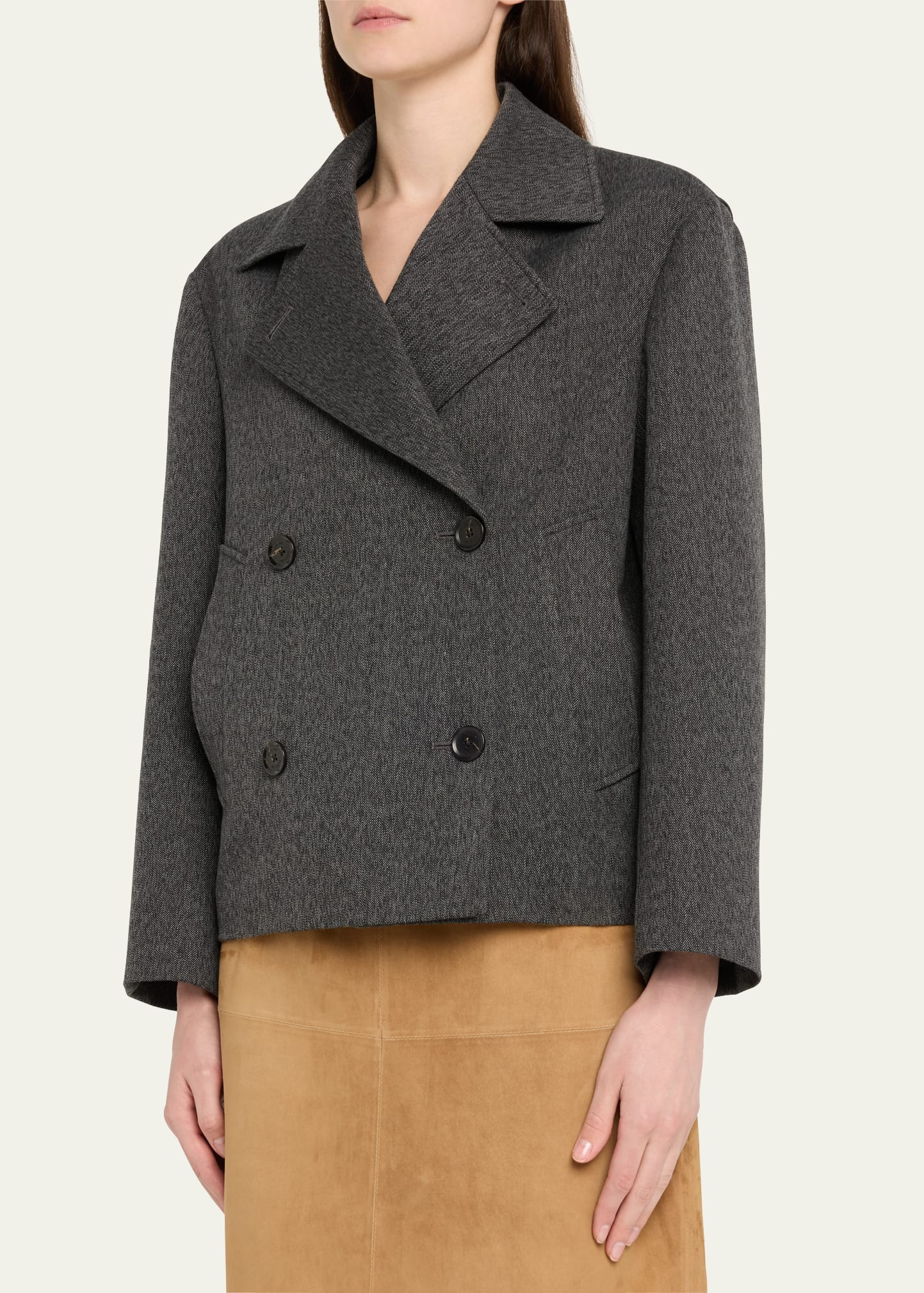 Nola Double-Breasted Textured Suiting Jacket - 4