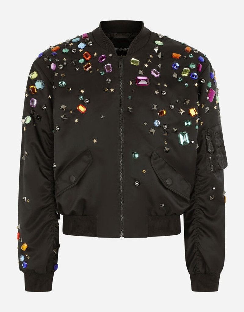 Nylon jacket with crystal and stud embellishment 1