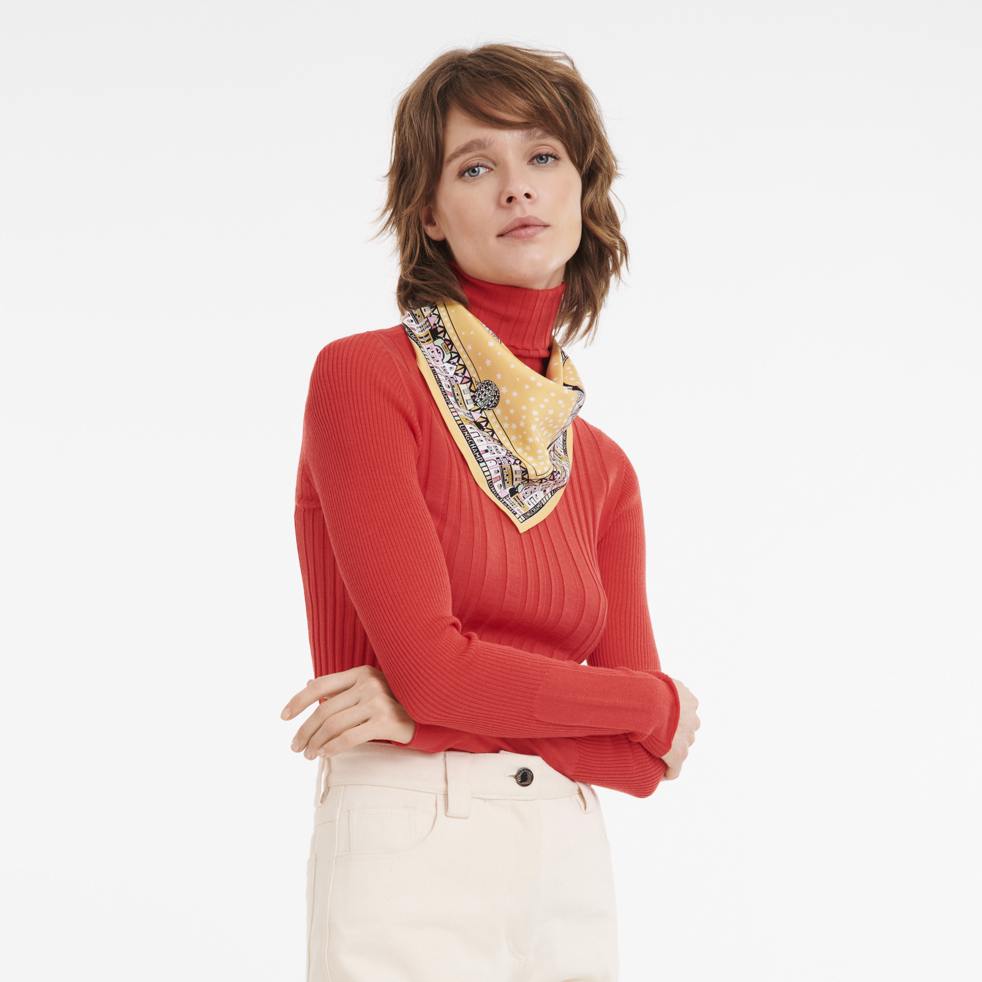 Tour Eiffel Noël Longchamp Silk scarf 50 Wheat - Silk - 2