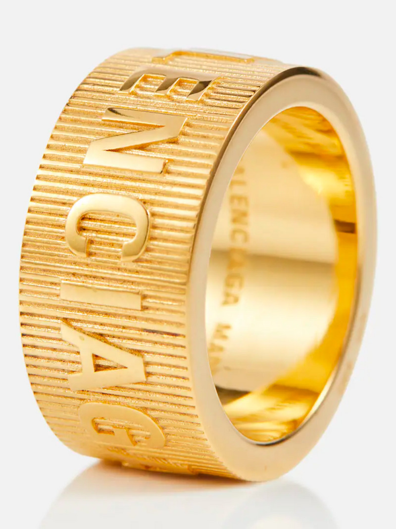 BALENCIAGA Force Striped Ring Gold - 2