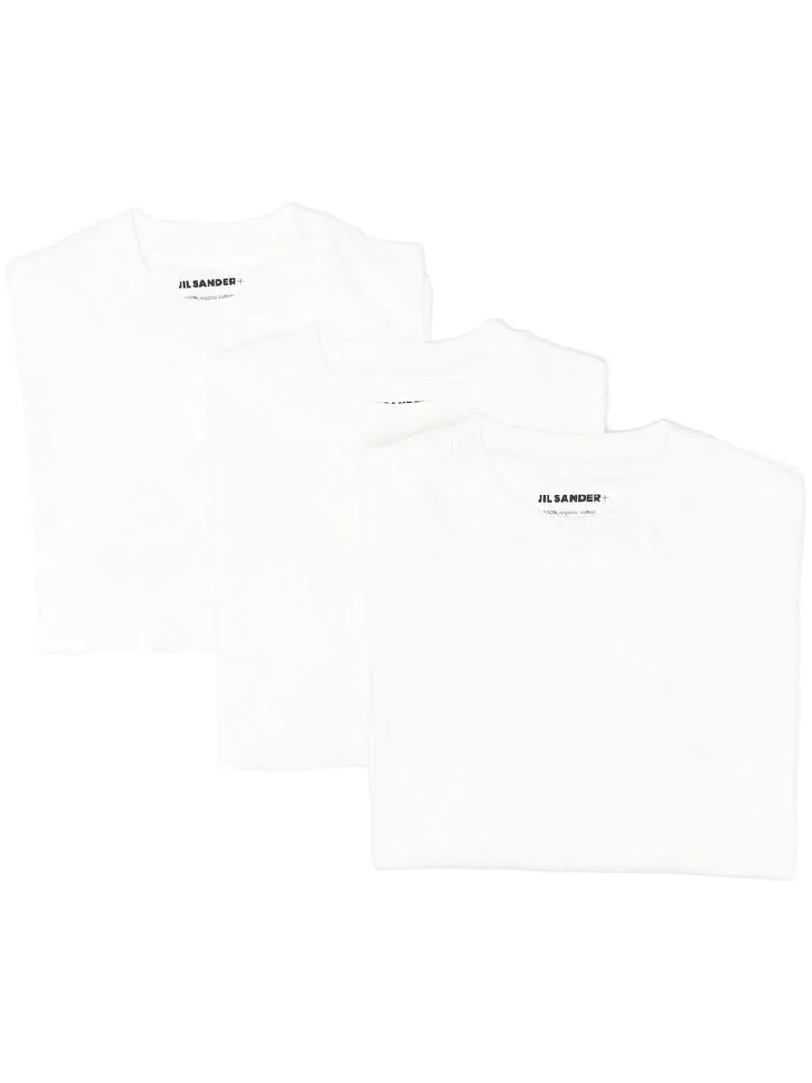 JIL SANDER SET OF THREE WHITE COTTON T-SHIRTS WITH LOGO - 1