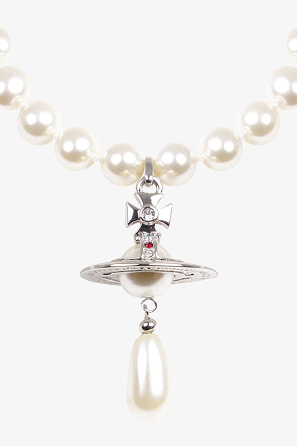 ONE ROW PEARL DROP CHOKER | SILVER - 2