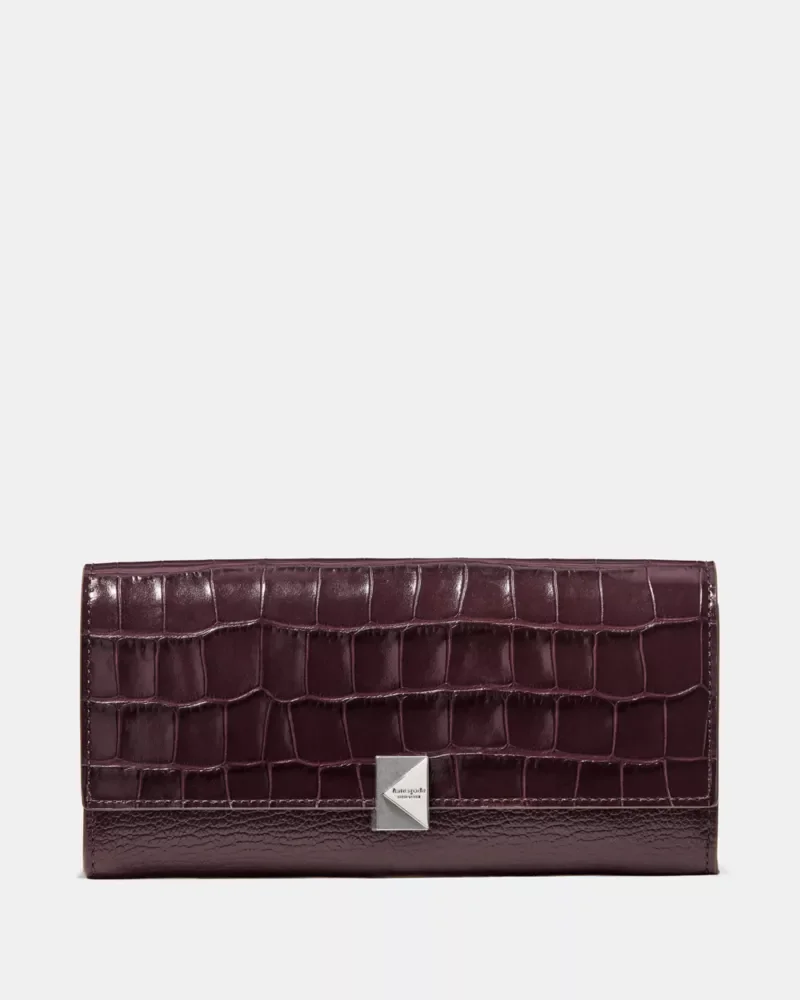 Deco Croc Embossed Large Flap Wallet - 1