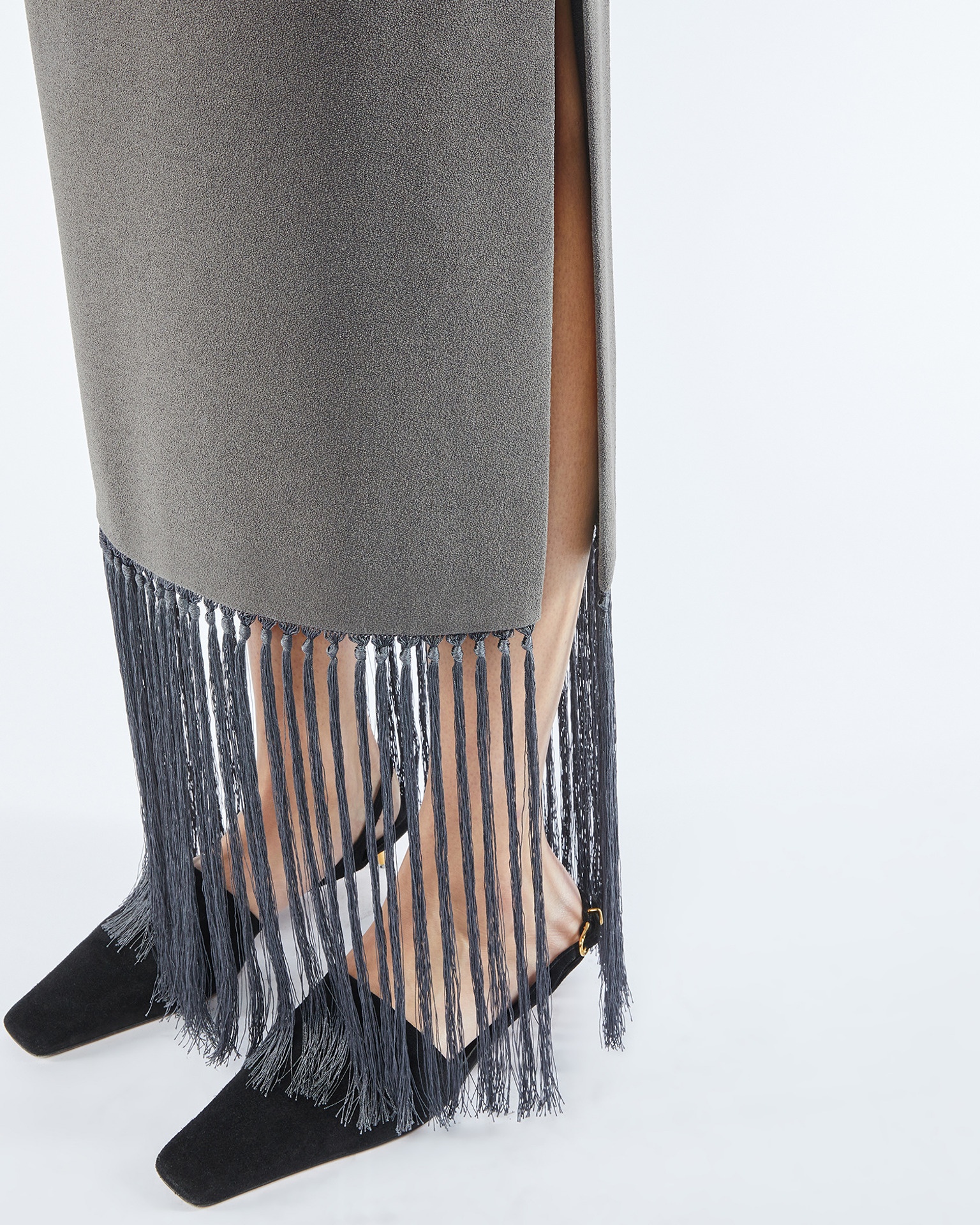 JELENA - Fringed midi dress - Dark grey - 5