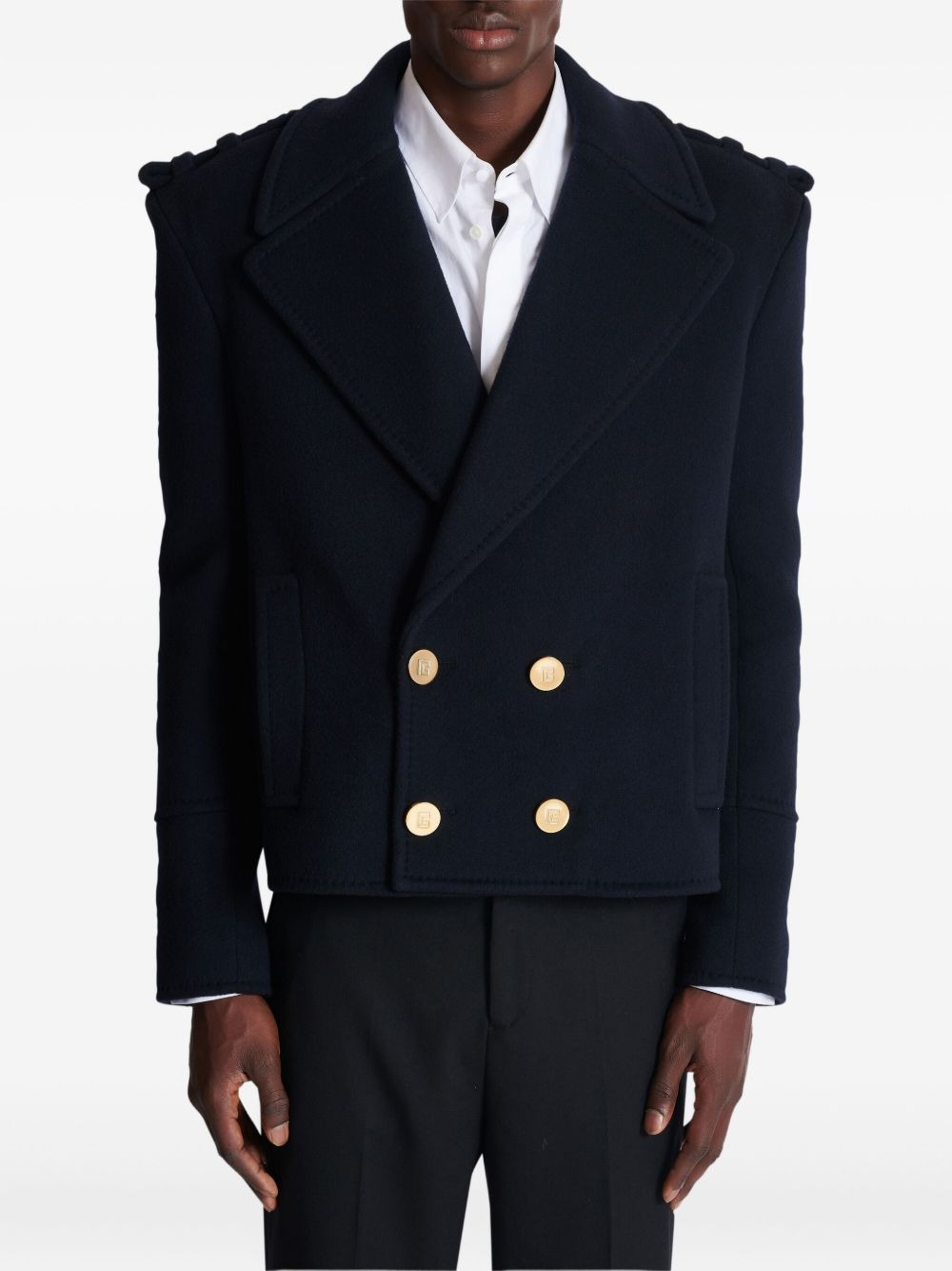 cropped reefer jacket - 3