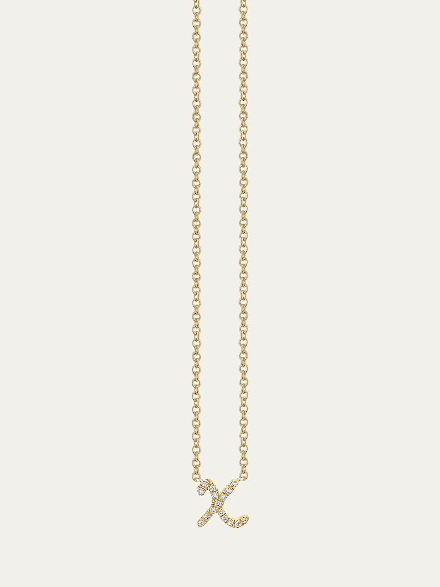 14k Diamond Pave Initial Necklace - 1