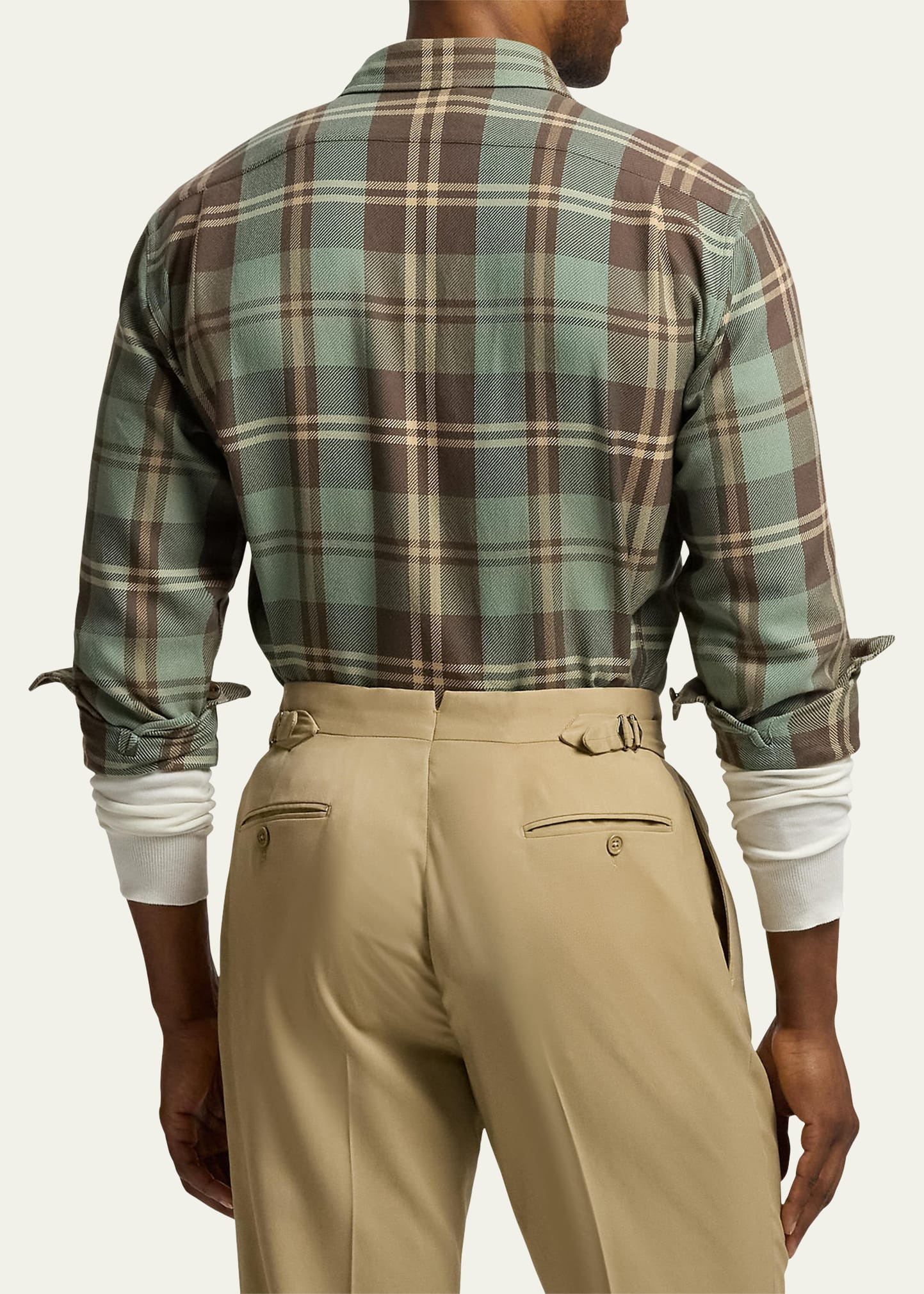 Men's Cotton Plaid Double-Pocket Sport Shirt - 3