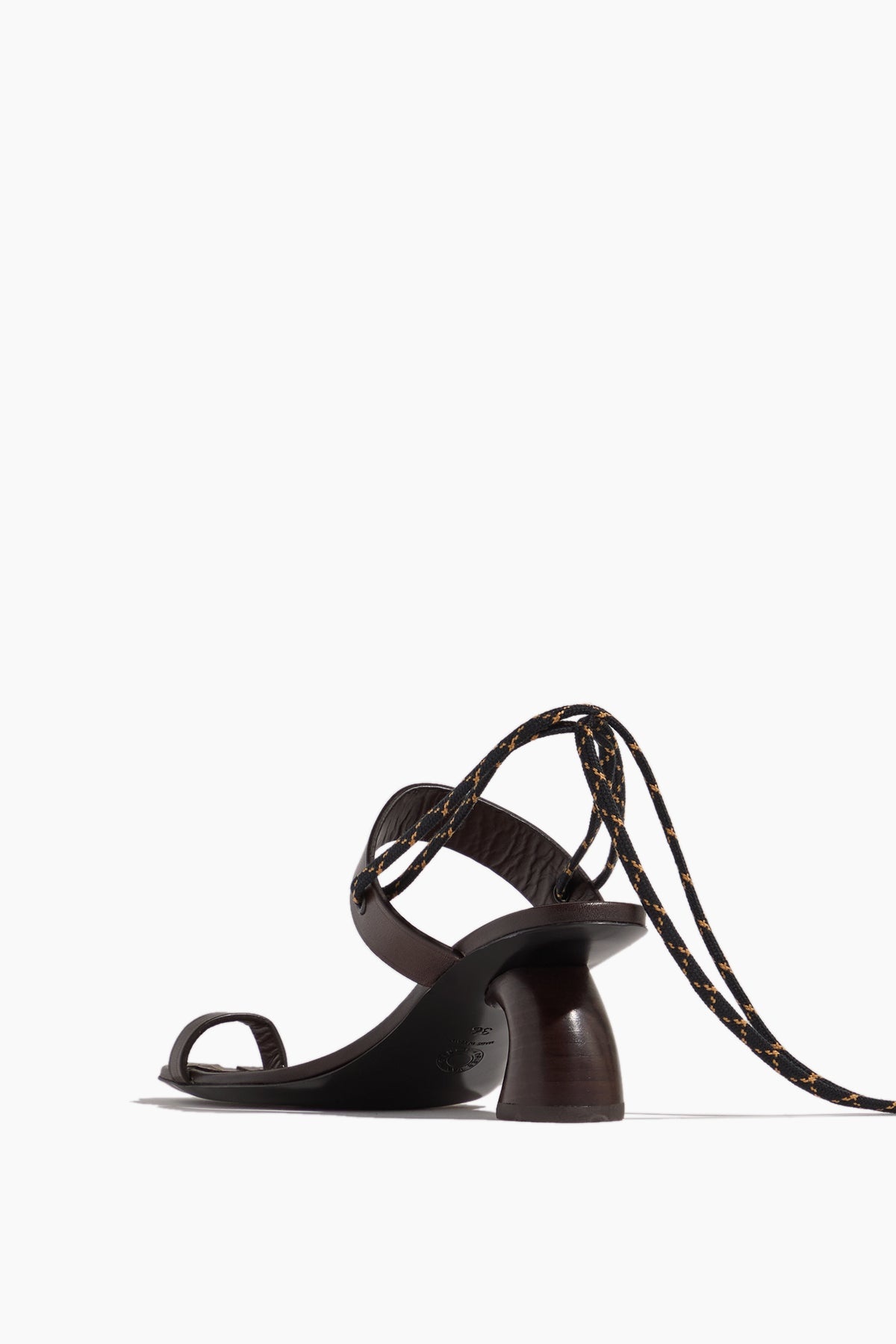 Ankle Tie Leather Sandal in Dark Brown - 2