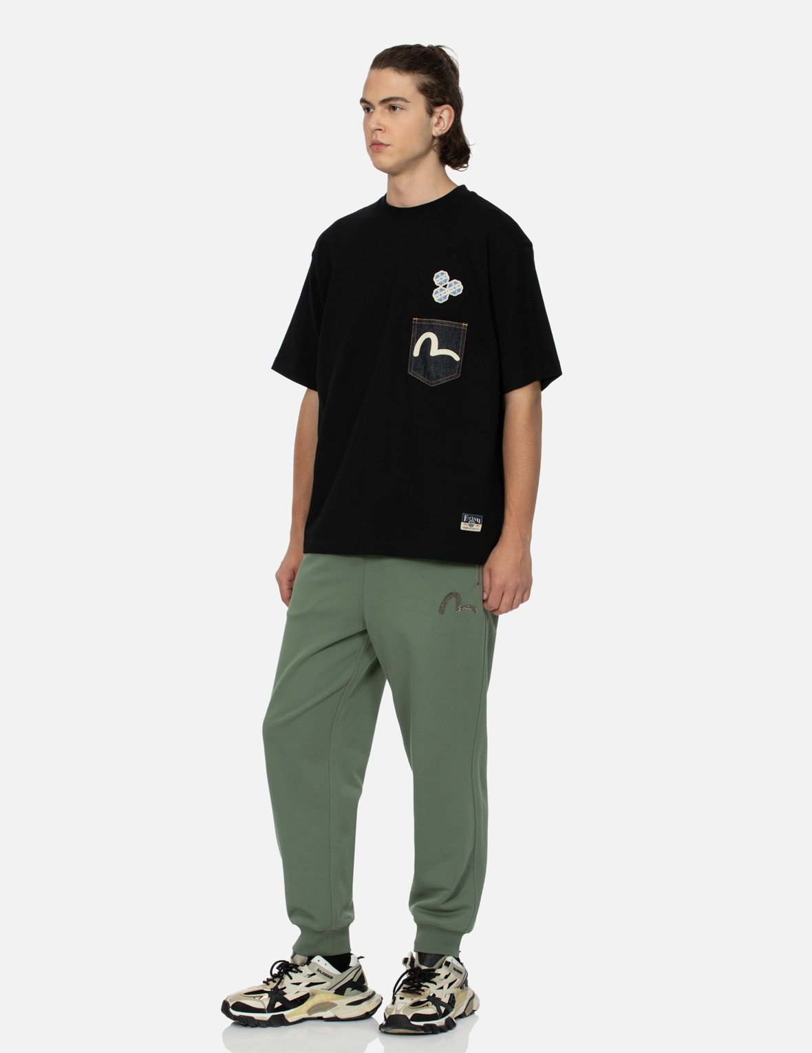 SEAGULL-PRINT DENIM POCKET RELAX FIT T-SHIRT - 3