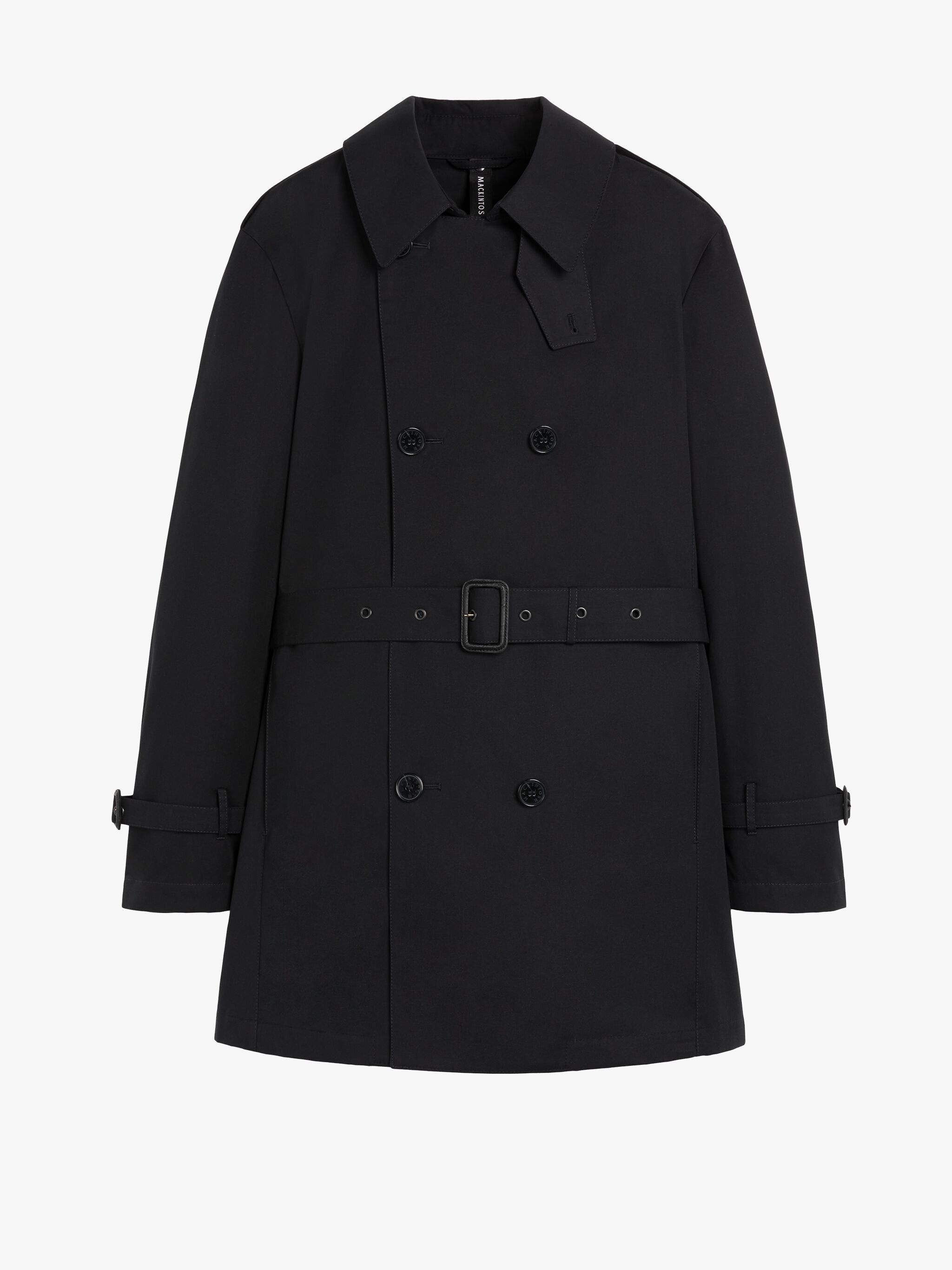 ST JOHN BLACK COTTON SHORT TRENCH COAT - 1