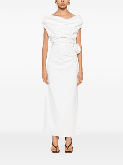 MAGDA BUTRYM wrap shoulder silk midi dress outlook