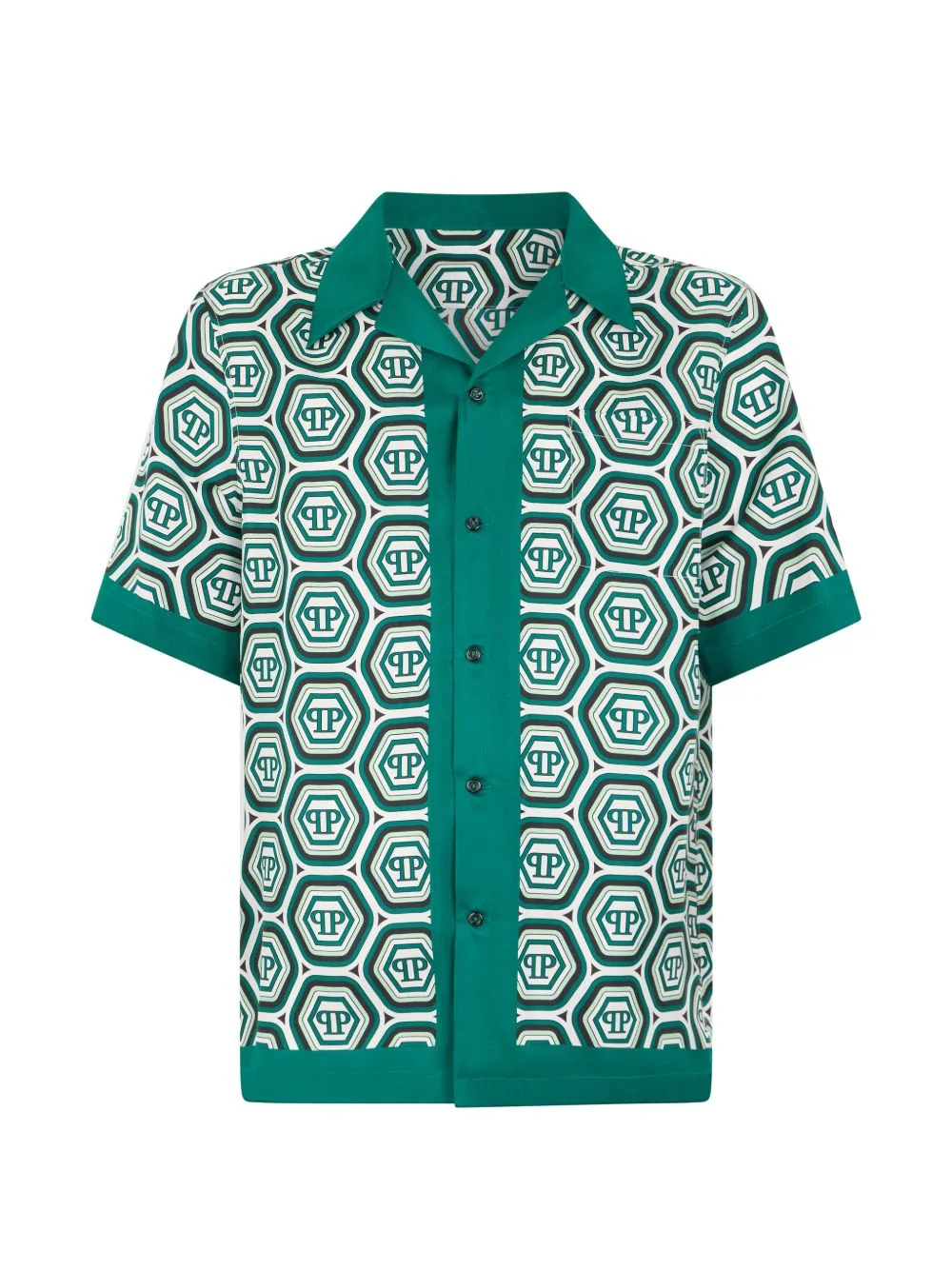 monogram silk bowling shirt - 1