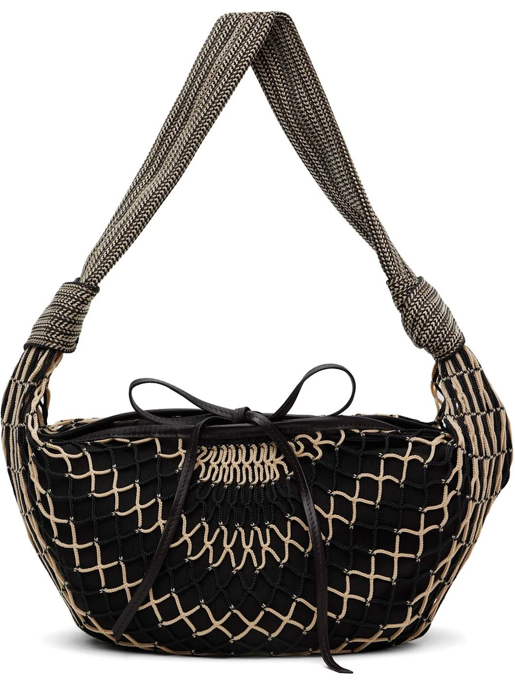 Black & Beige Fortune Croissant Filt Bag - 1