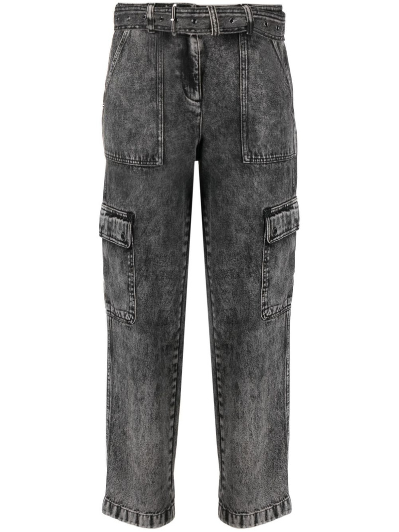 belted washed straight-leg jeans 1