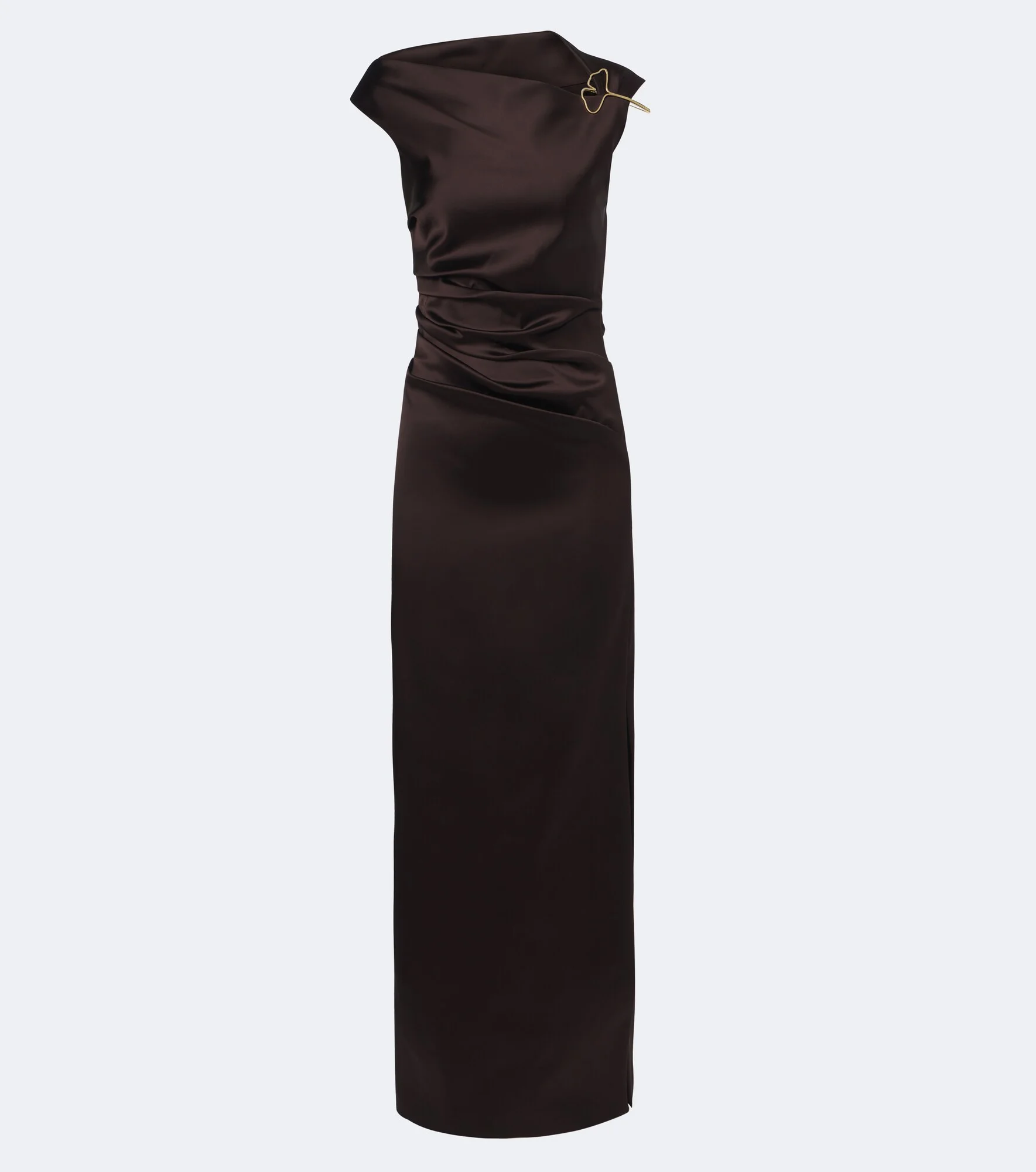 Ruched embellished satin gown - 1