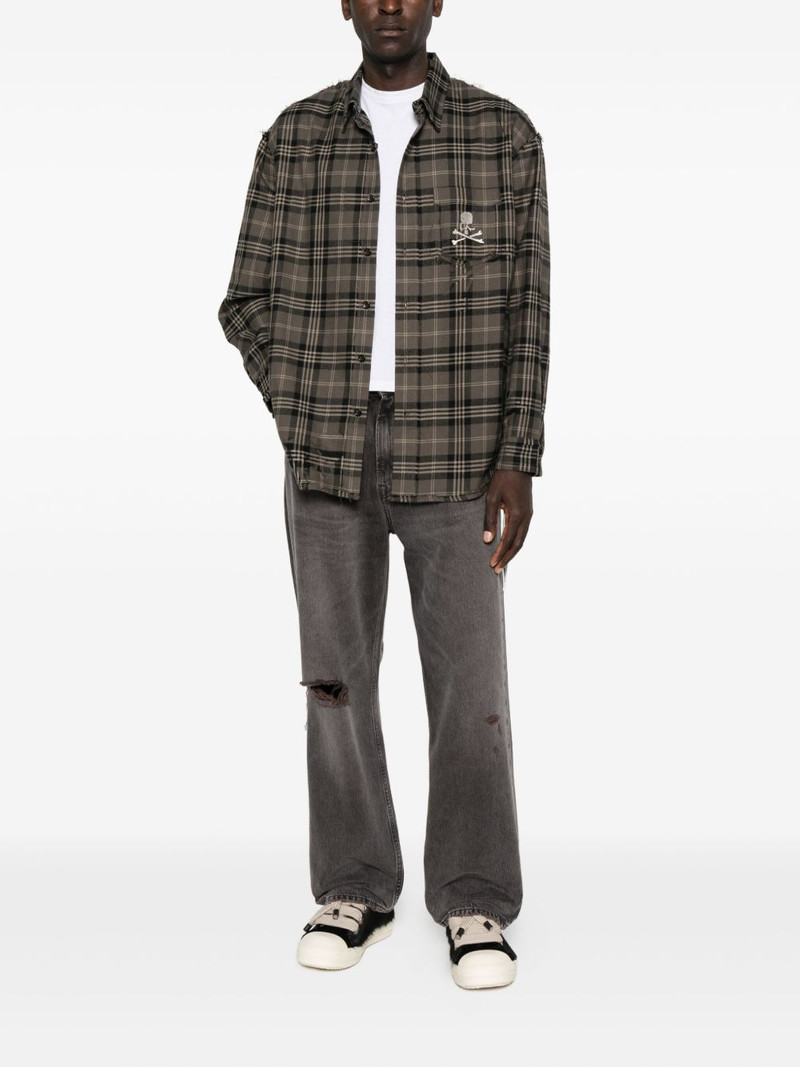 mastermind JAPAN skull-embroidered plaid shirt outlook
