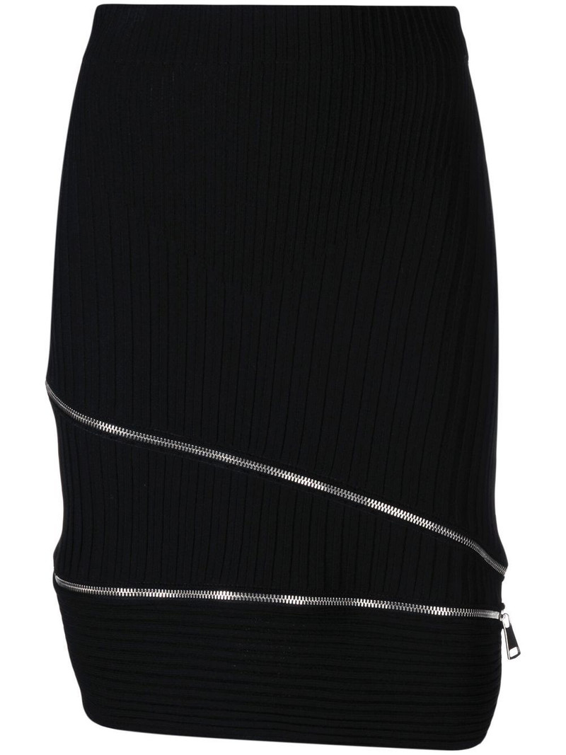 zip-detail knitted skirt 1