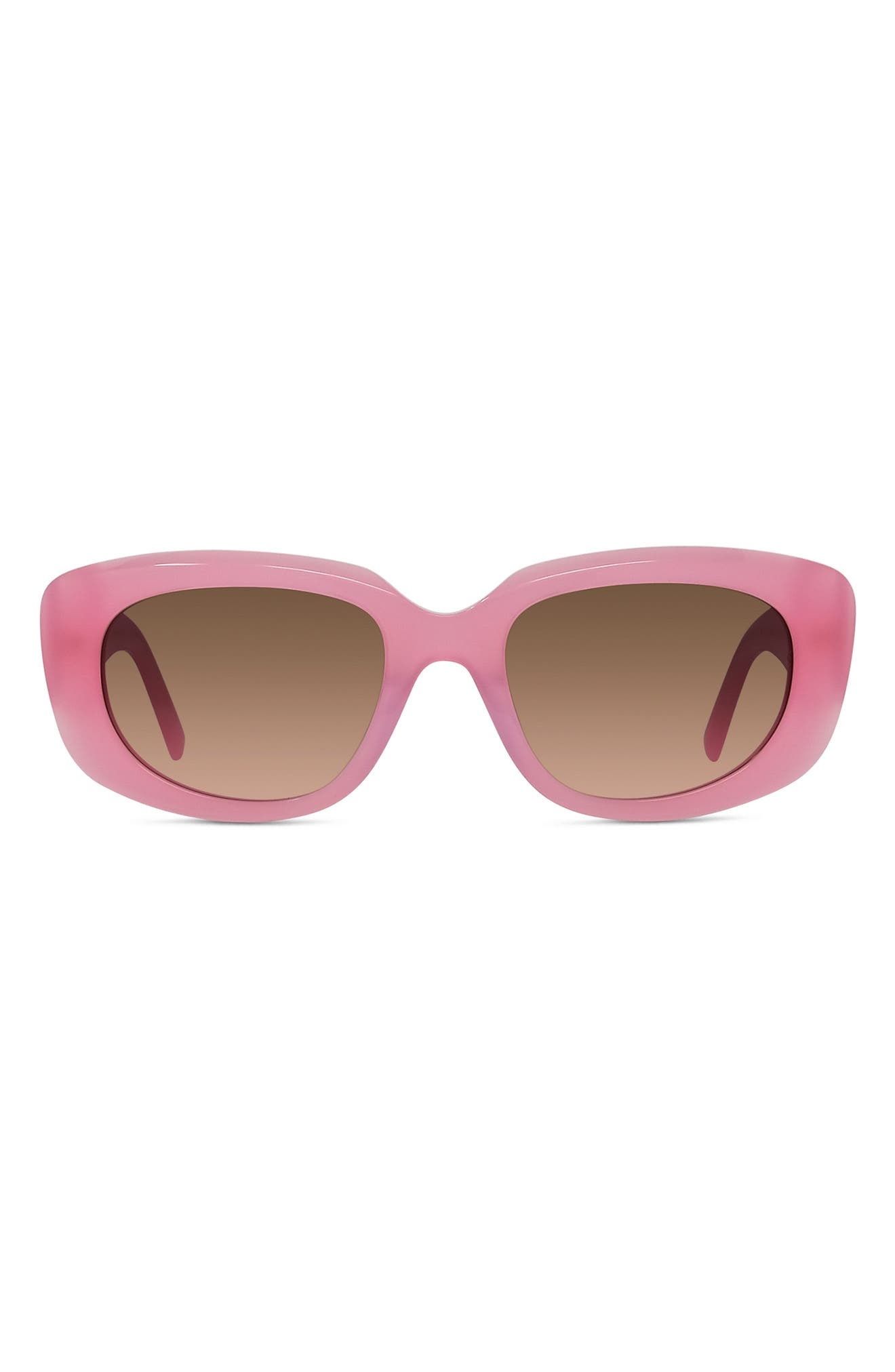 Givenchy GV Day 54mm Geometric Sunglasses in Shiny Pink /Gradient Brown at Nordstrom - 1