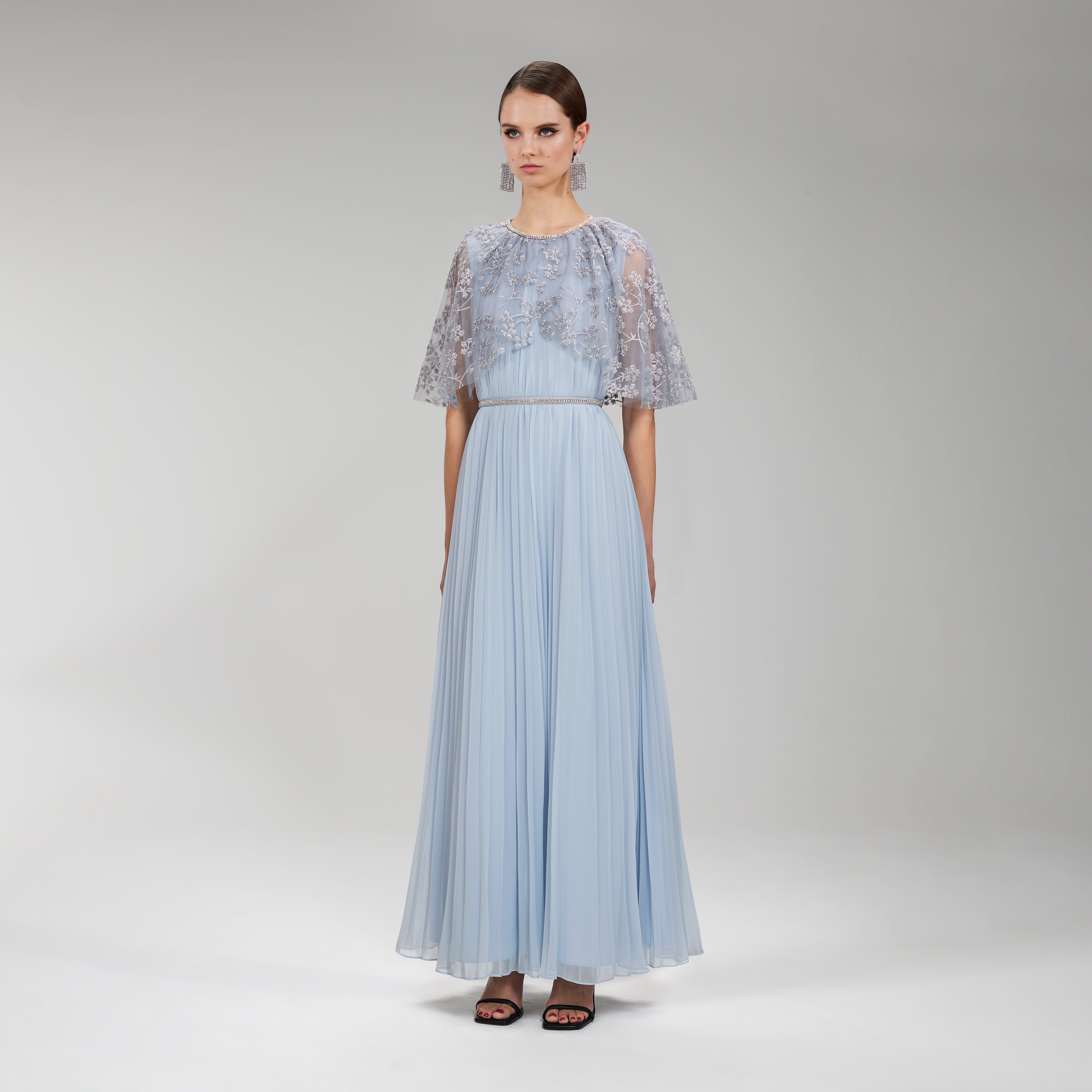 self portrait Embroidered Blossom Cape Maxi Dress REVERSIBLE