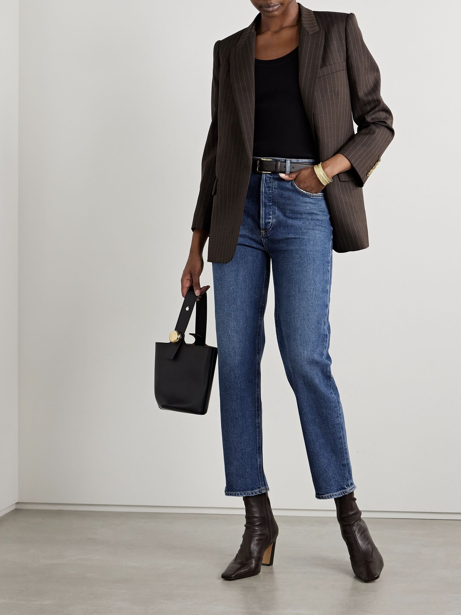 '90s Pinch Waist cropped high-rise straight-leg jeans Dark denim - 2