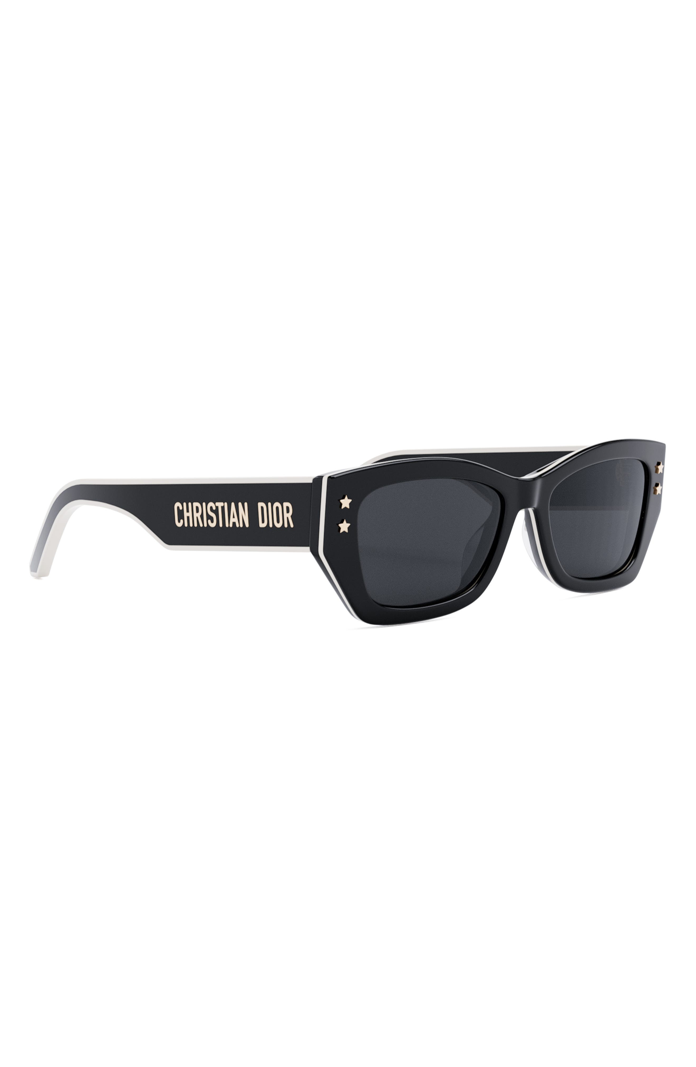 'DiorPacific S2U 53mm Rectangular Sunglasses in Shiny Black /Smoke at Nordstrom - 3