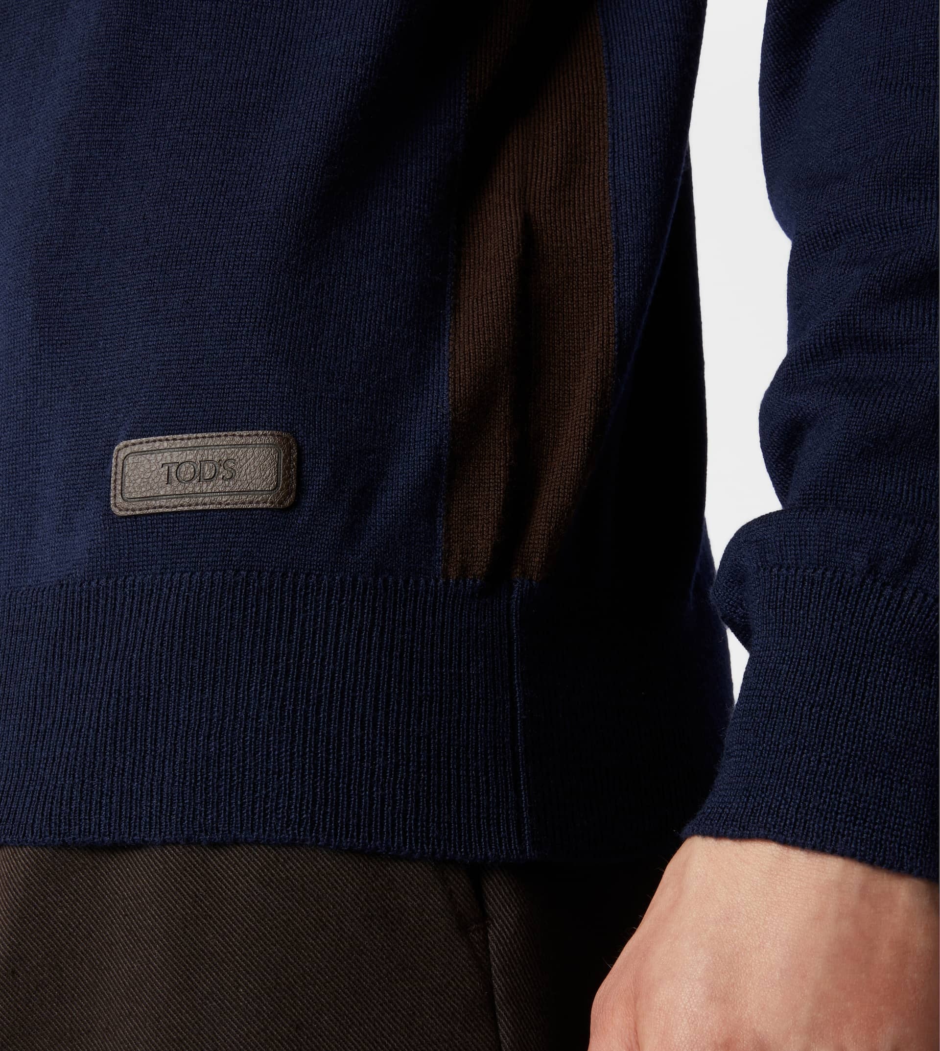 POLO SHIRT IN WOOL - BLUE, BROWN - 4