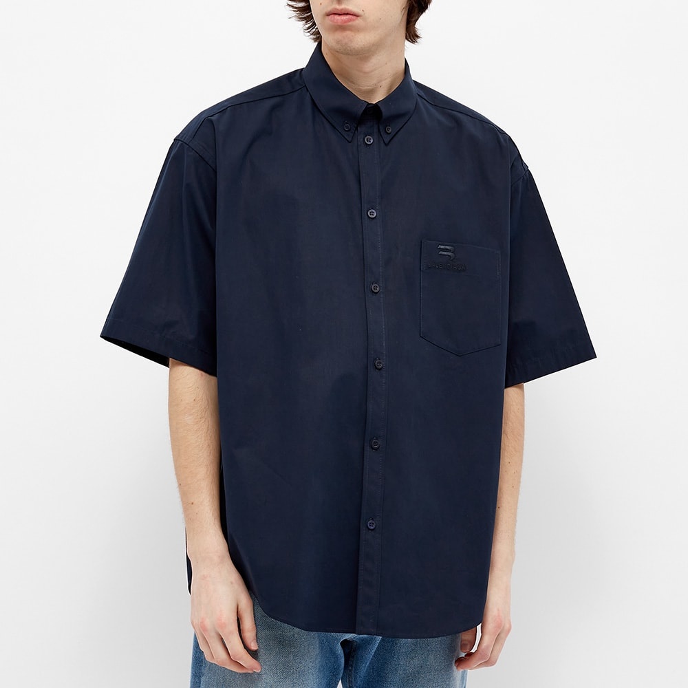 Balenciaga Short Sleeve New Logo Button Down Shirt - 5