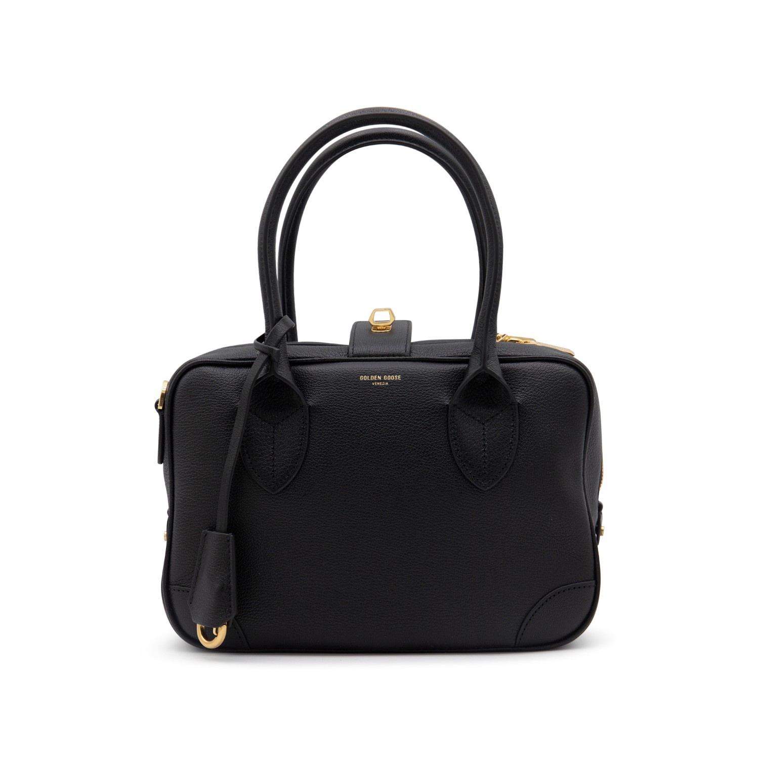 Golden Goose BLACK LEATHER TOP HANDLE BAG | palazzobellies