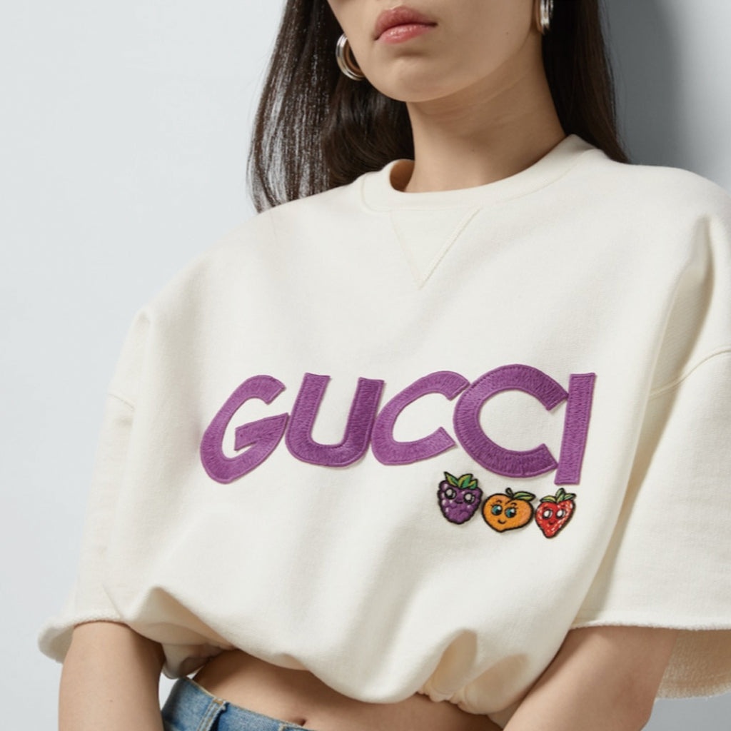 (WMNS) Gucci Cotton Jersey Sweatshirt With Patch 'Off White' 773722-XJF8P-9088 - 4