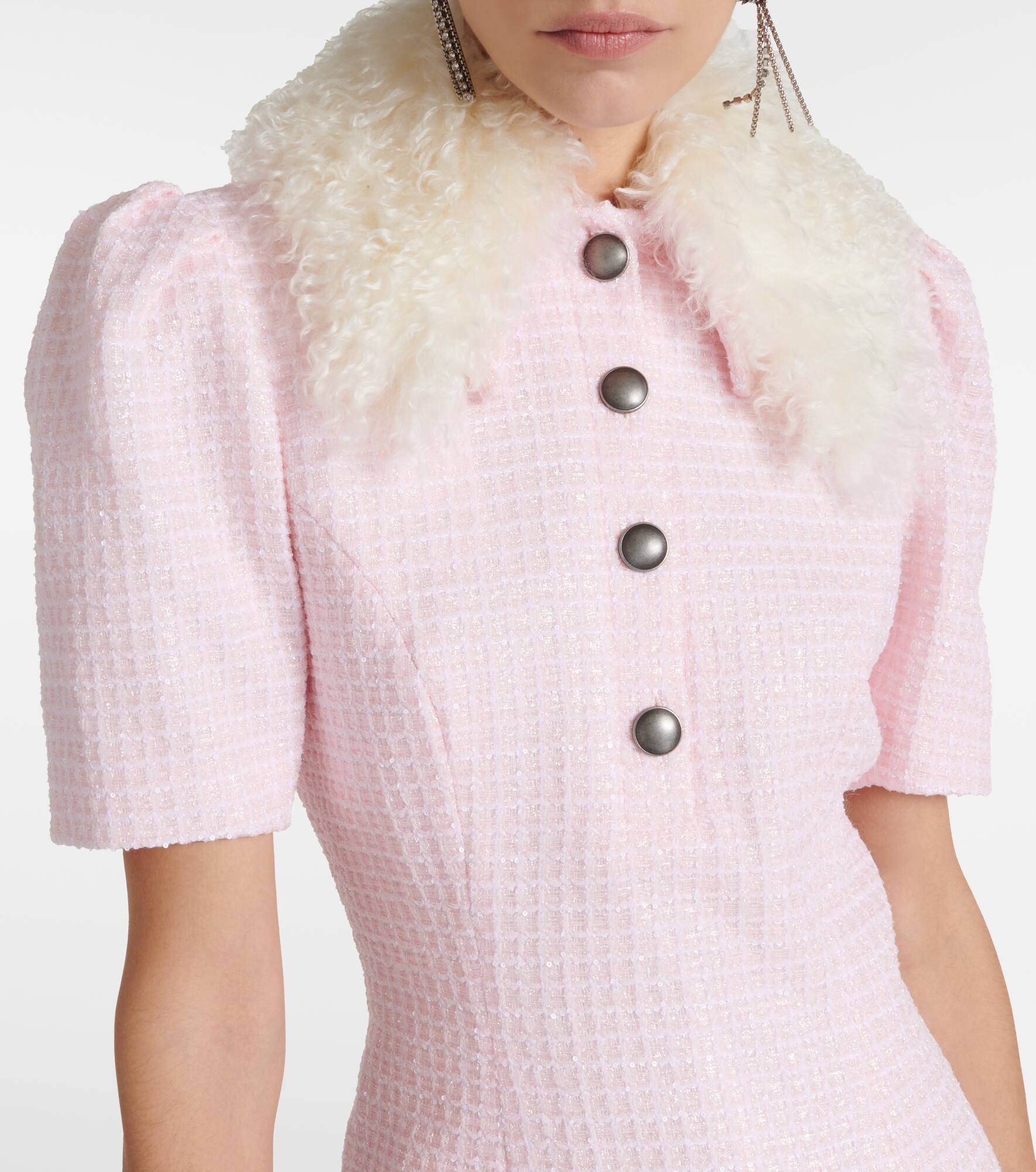 Sequined collared tweed minidress - 4