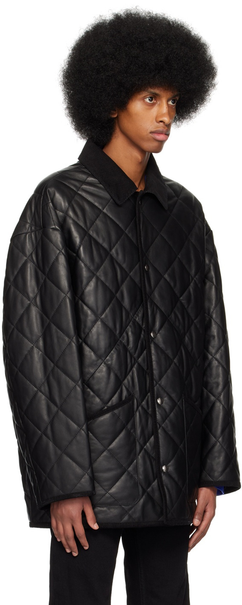 FILIPPA K Black Quilted Leather Jacket outlook