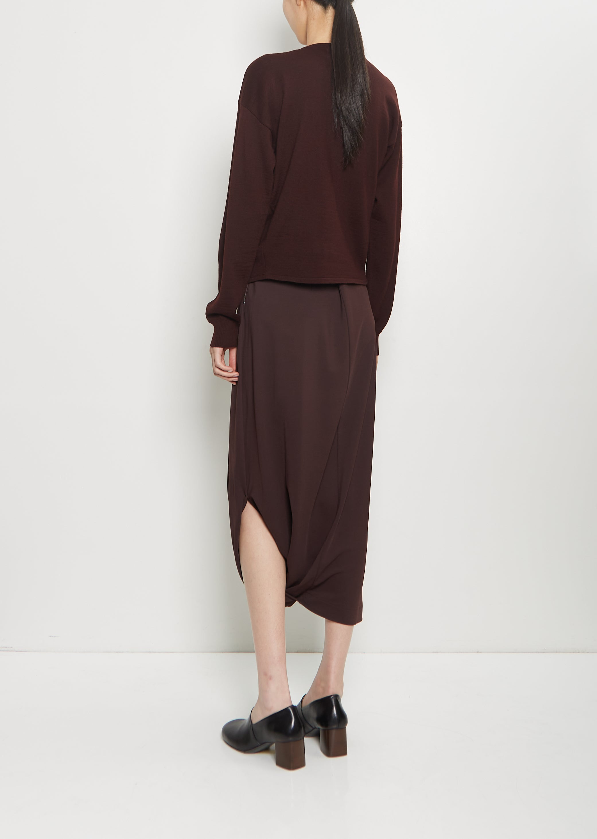 Wool Fitted Cardigan — Dark Plum - 3