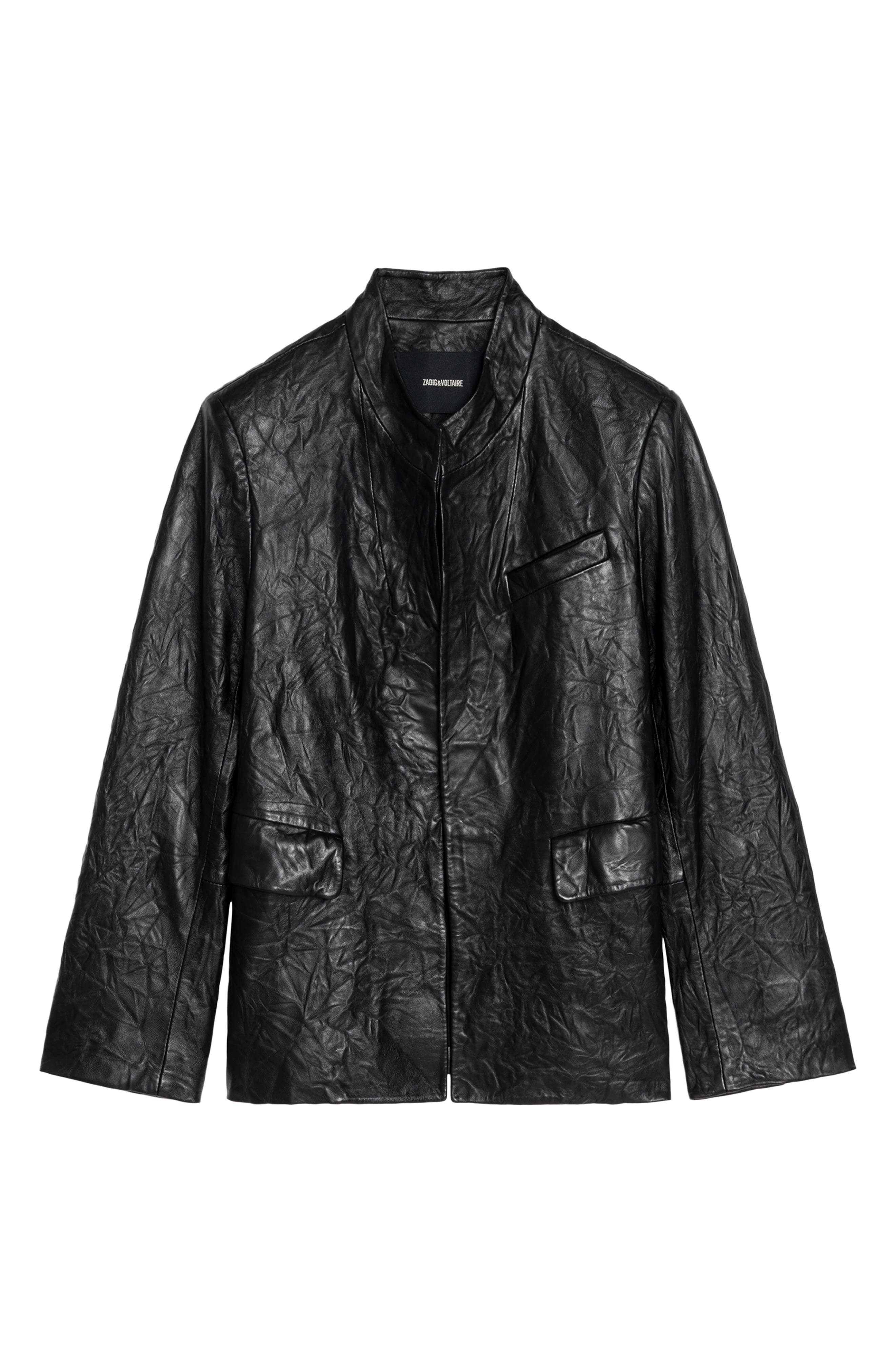 Zadig & Voltaire Veryn Cuir Crinkled Leather Jacket in Black at Nordstrom - 5