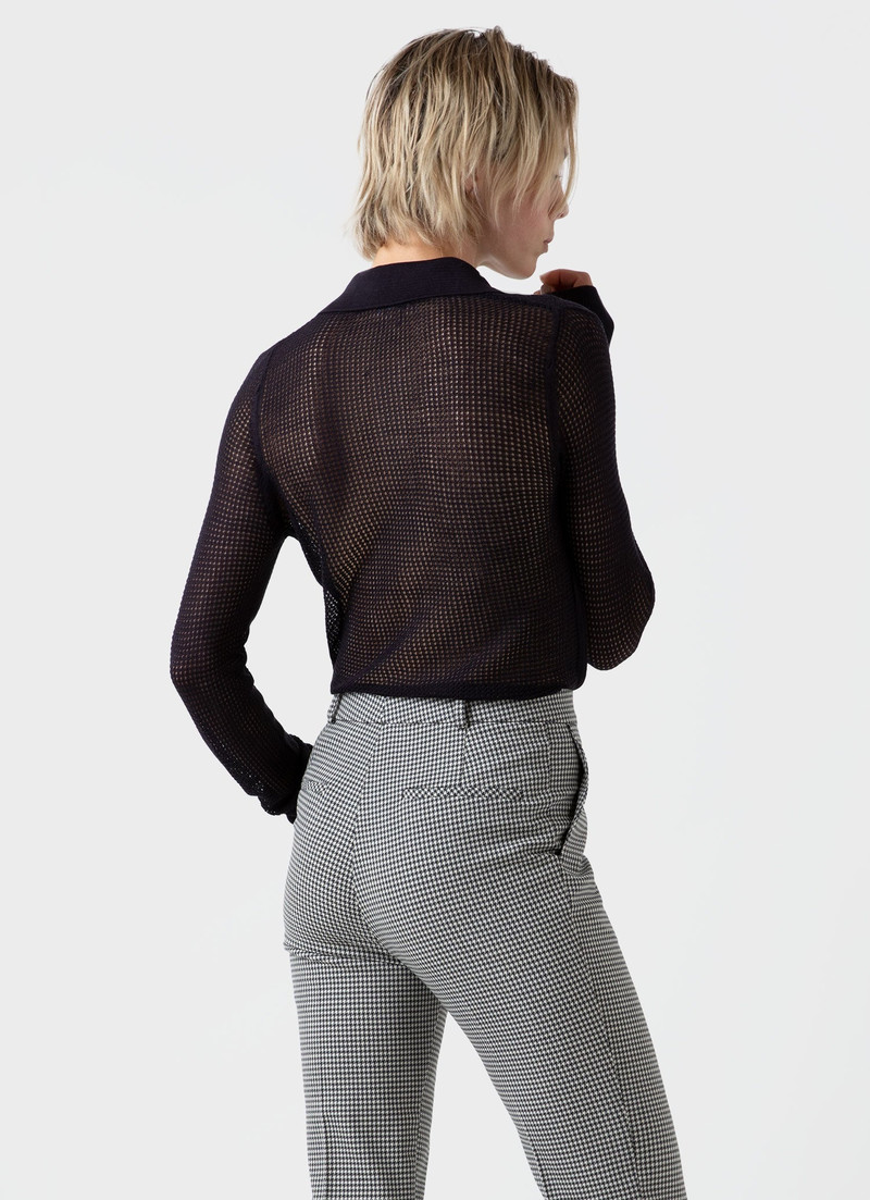 Edie Campbell Open Knit Silk Polo 4