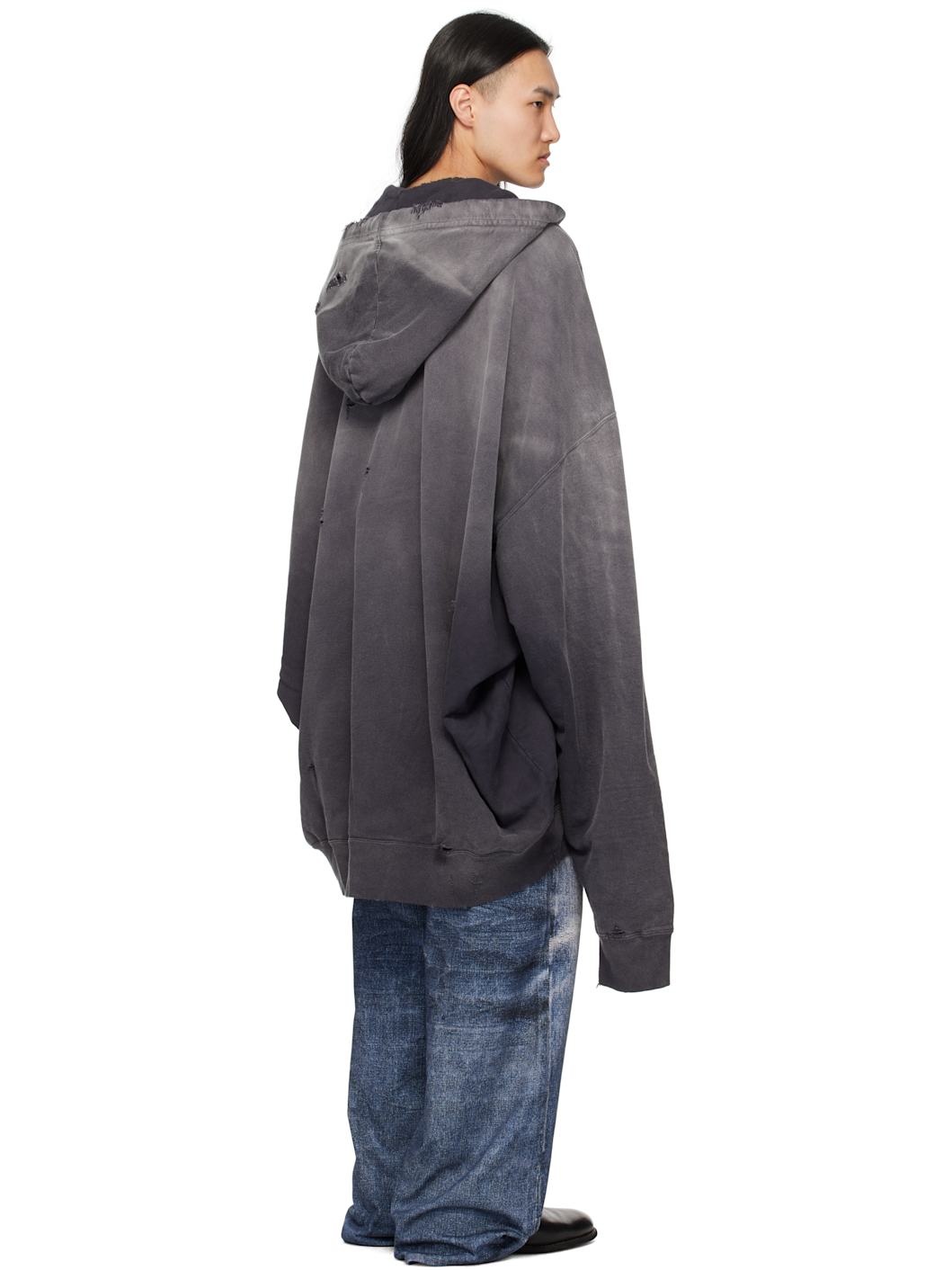 Black Sun Faded Huge Zip-Up Hoodie - 3