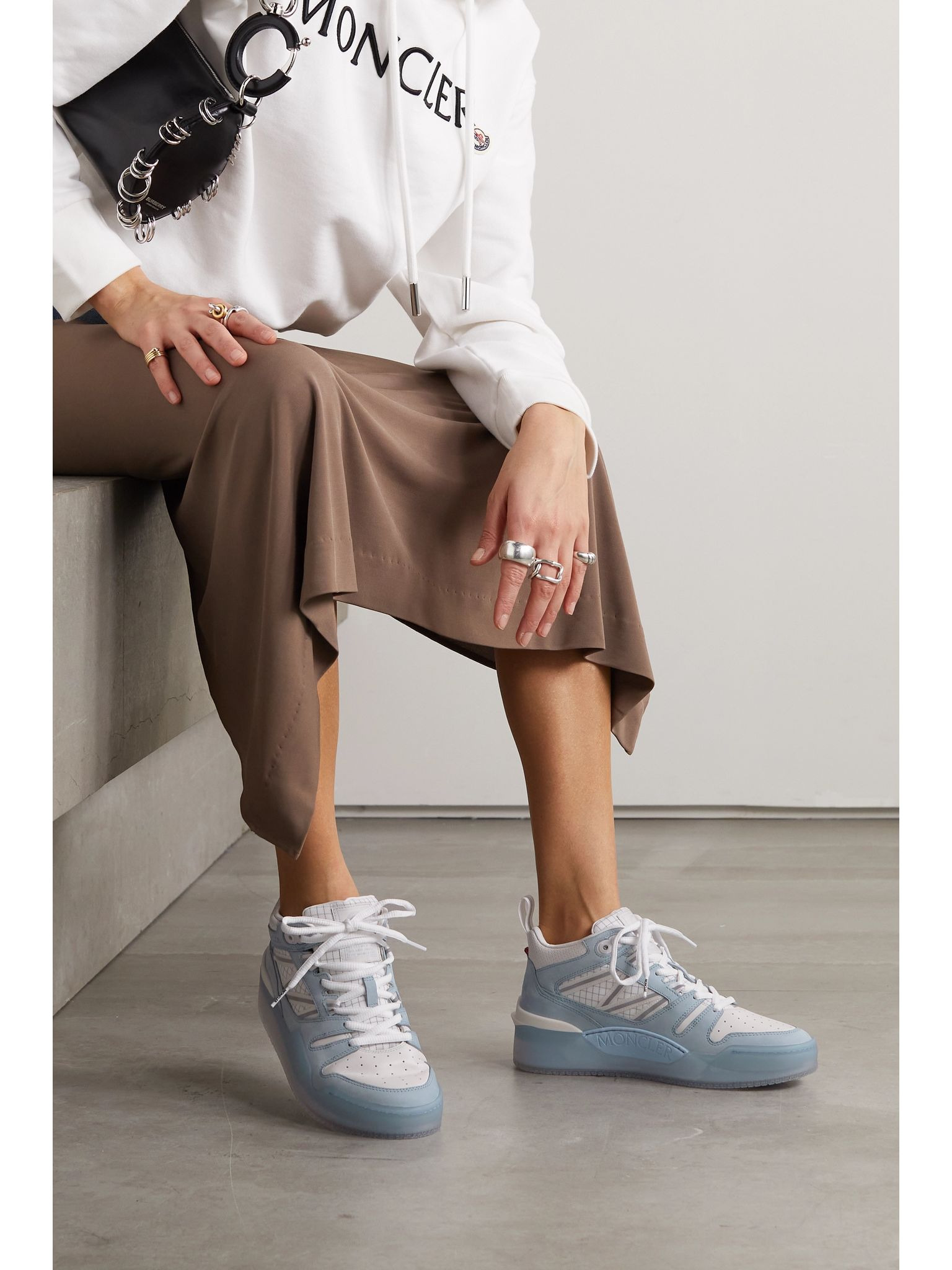 Pivot Mid leather and ripstop-trimmed suede sneakers Blue - 2