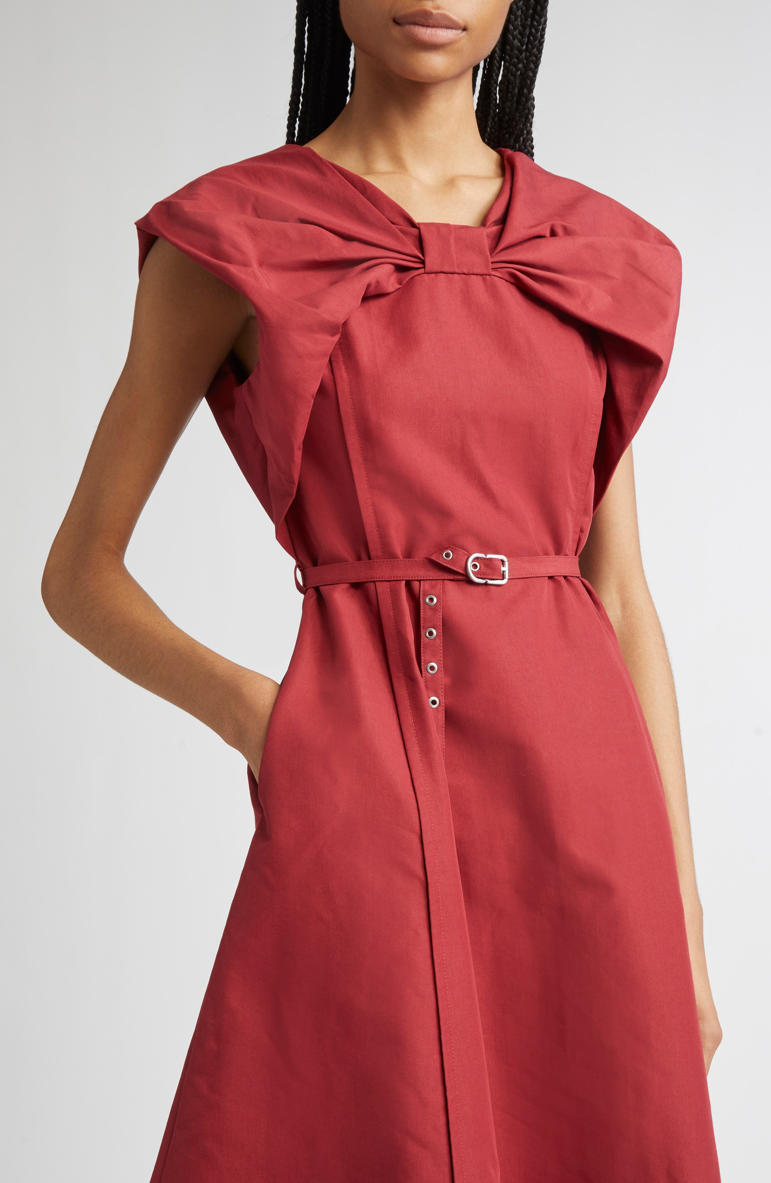 3.1 Phillip Lim Bow Belted Midi Dress in Crimson at Nordstrom - 4