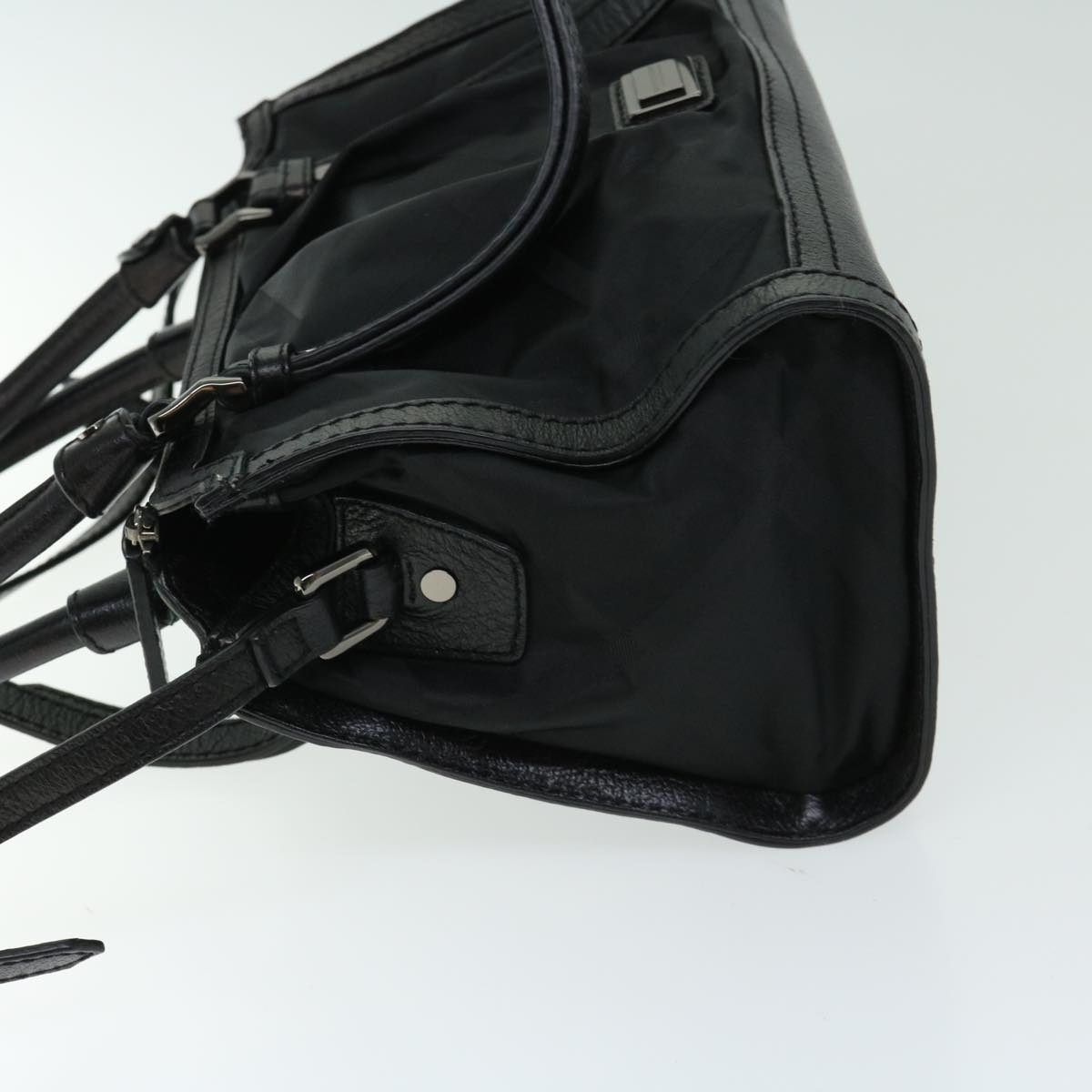 Burberry Hand Bag Nylon Leather Black - 3