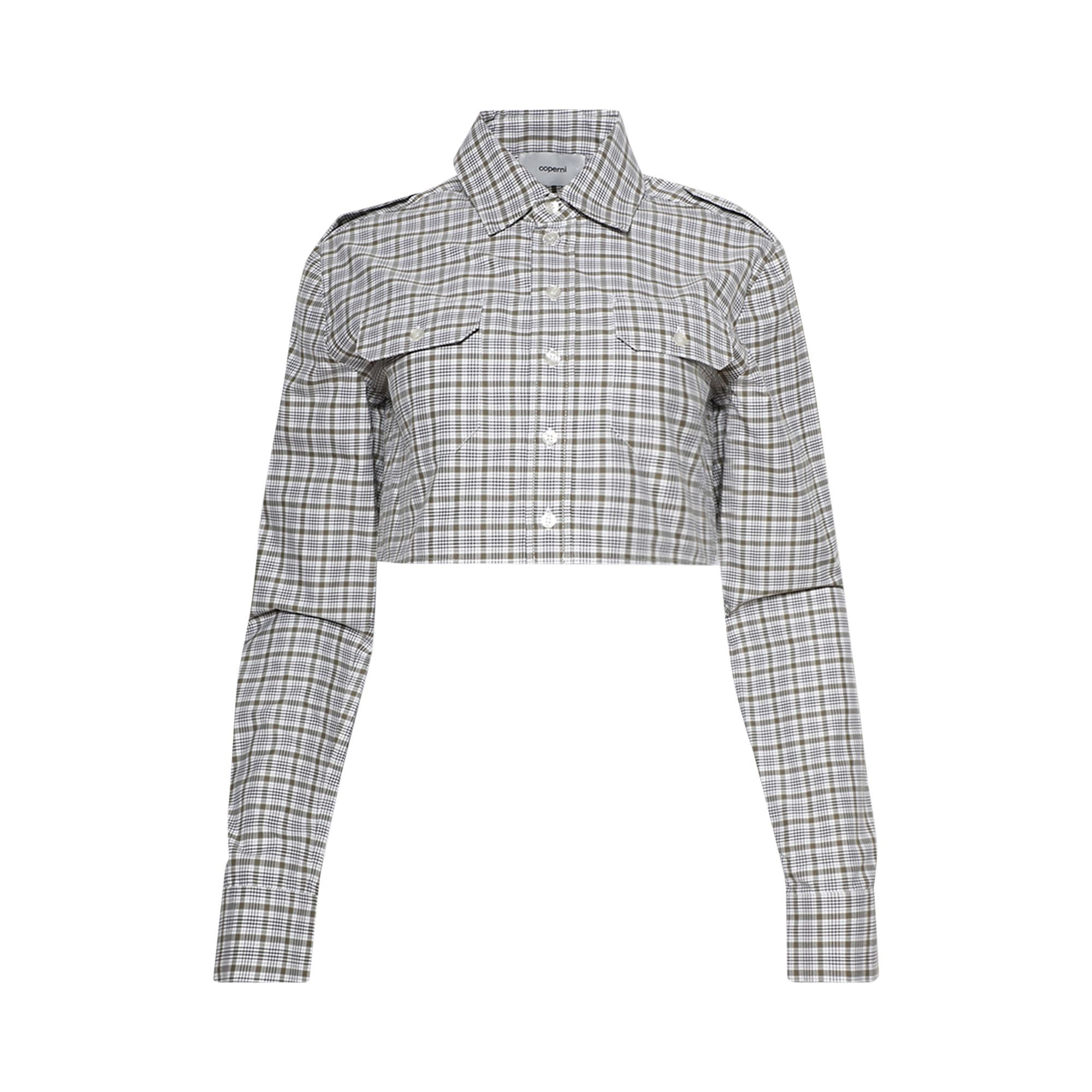 Coperni Check Cropped Shirt 'Green/White' - 1