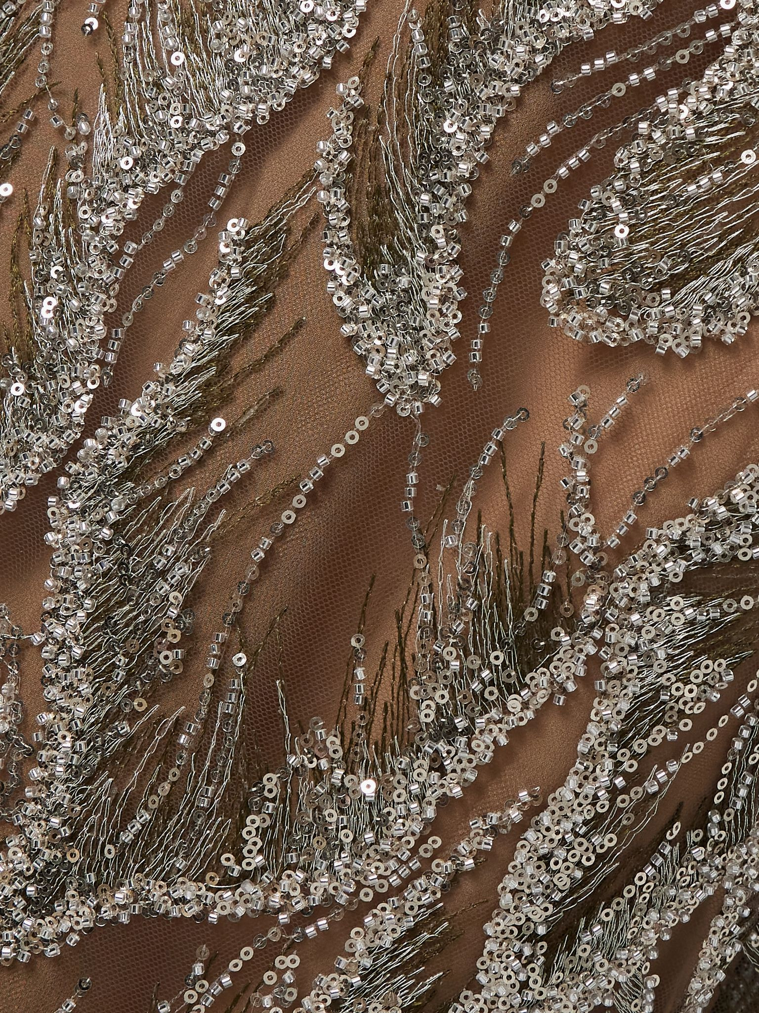 Off-the-shoulder embellished embroidered silk-blend tulle gown Beige - 4