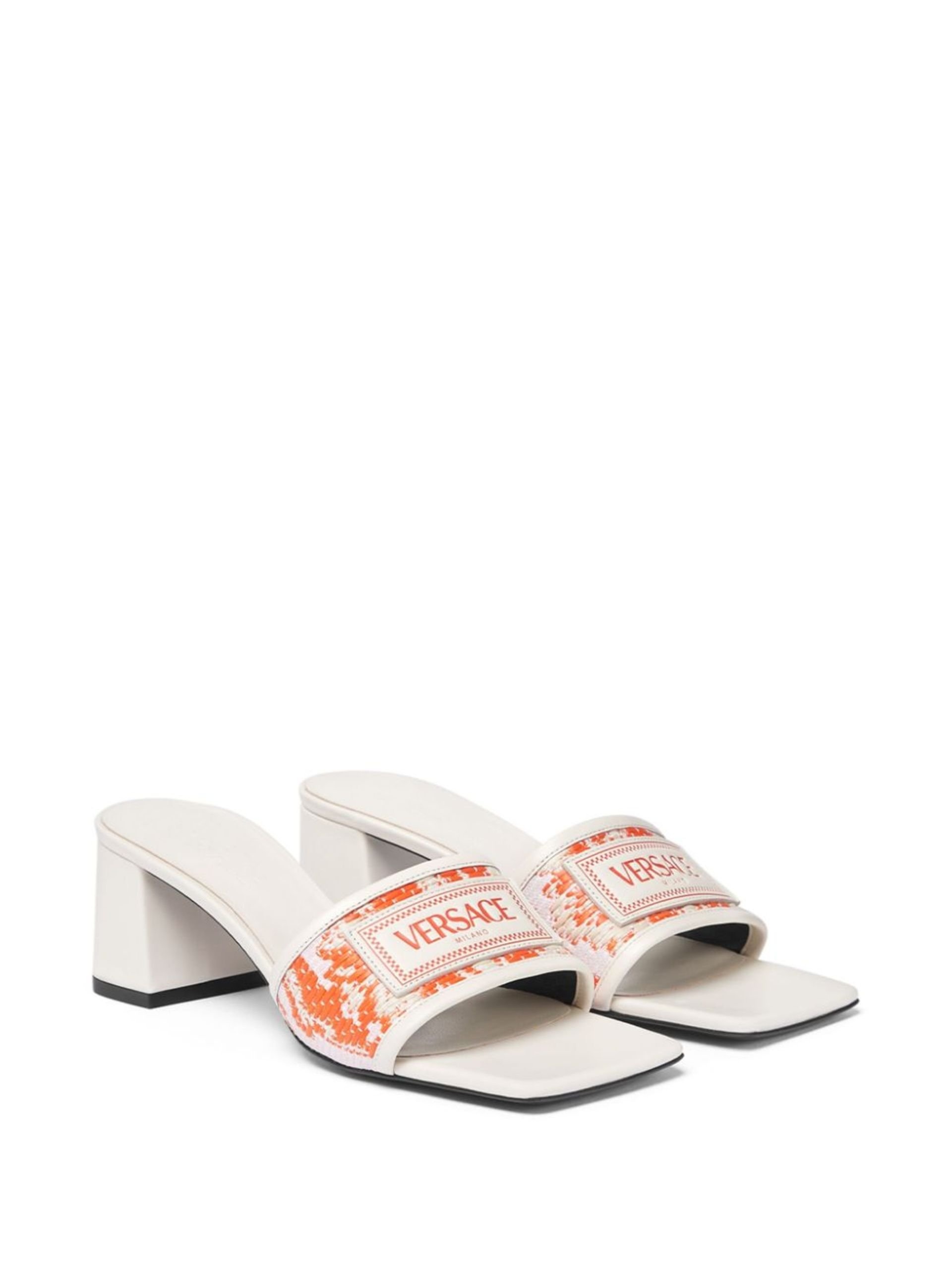 White Theia 55 Raffia Mules - 2