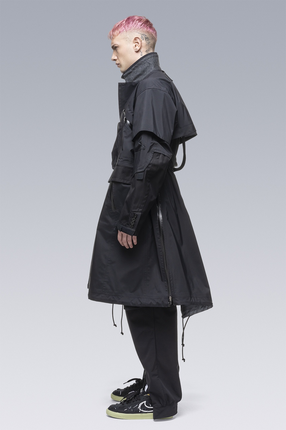 SAC-J2760 sacai / ACRONYM Trench Coat Black - 7