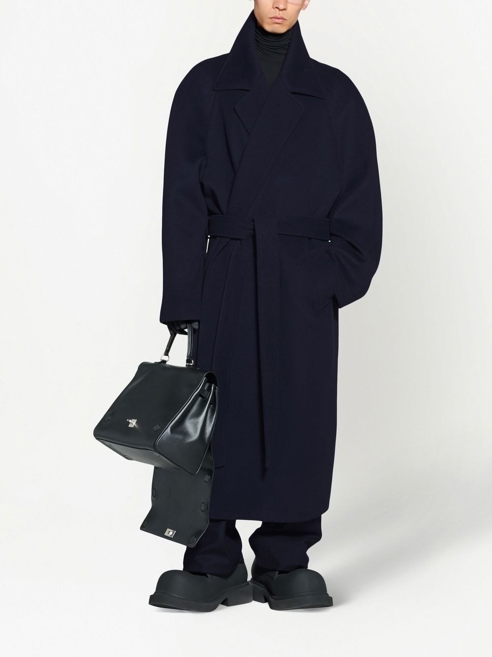belted cashmere raglan coat - 2