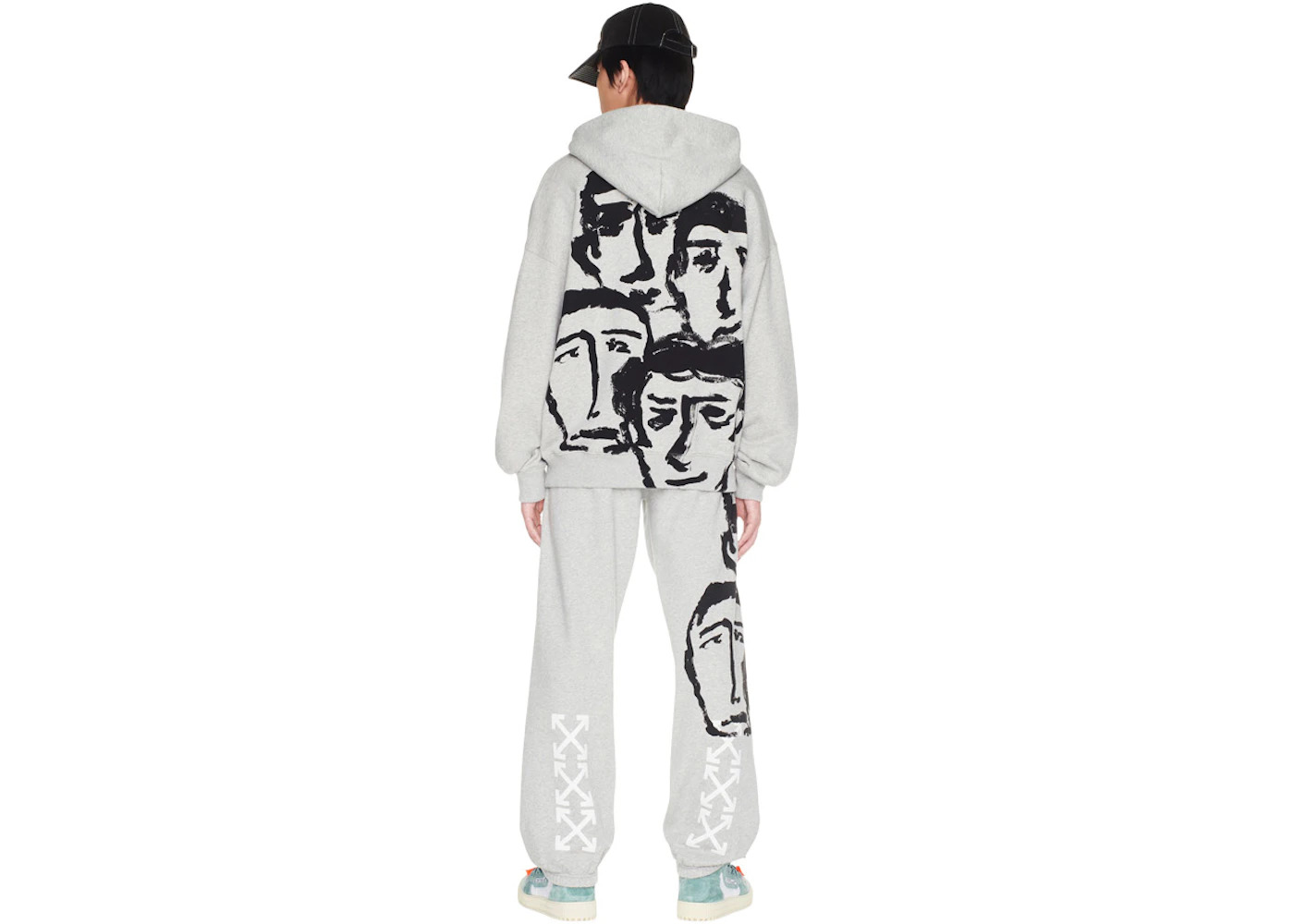 OFF-WHITE Faces Skate Hoodie Grey/Black - 2