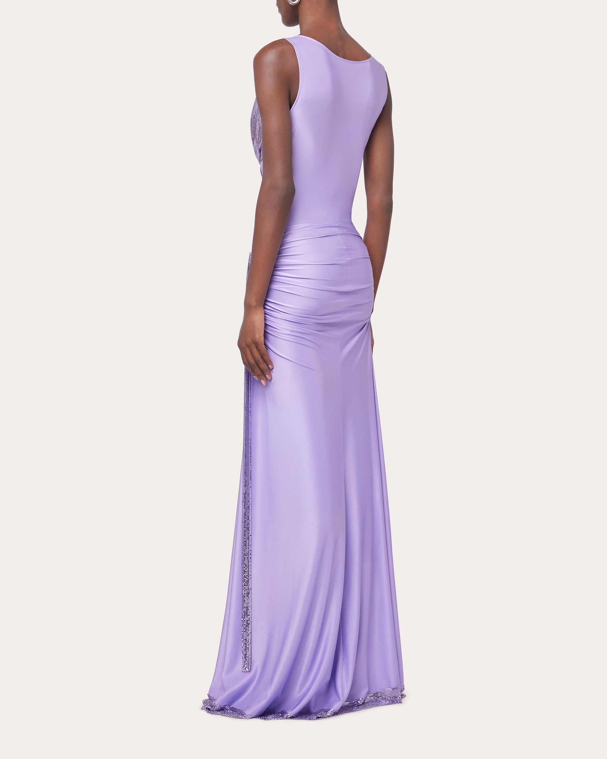 Chainmail Jersey Cowl Neck Maxi Dress - 3