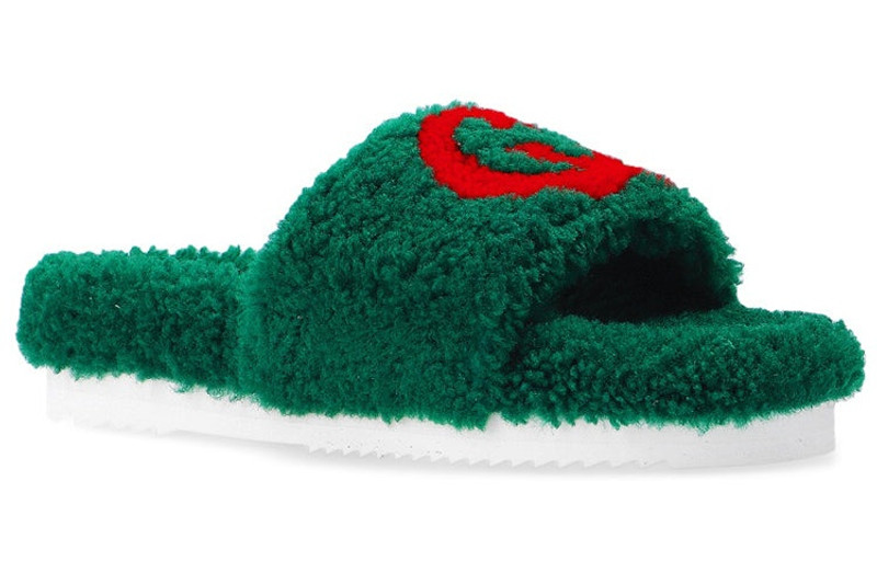 GUCCI (WMNS) Gucci Merino Wool Slides 'Green' 646225-D0L00-3155 outlook